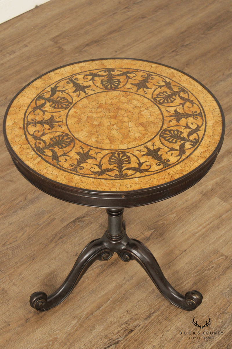 Classical Style Round Mosaic Top Bronze Side Table