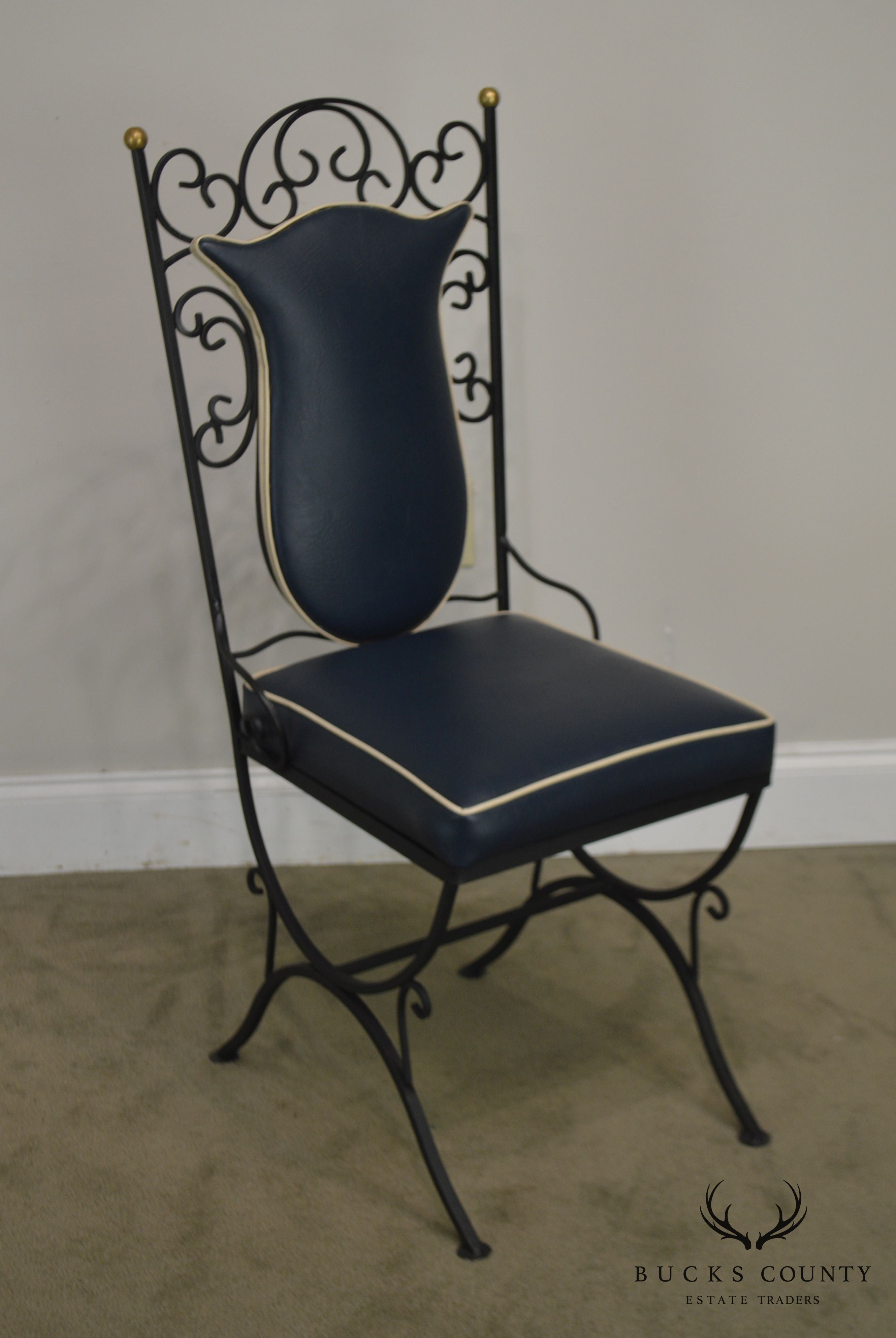 1950's Vintage Custom Quality Scrolled Wrought Iron Side Chair