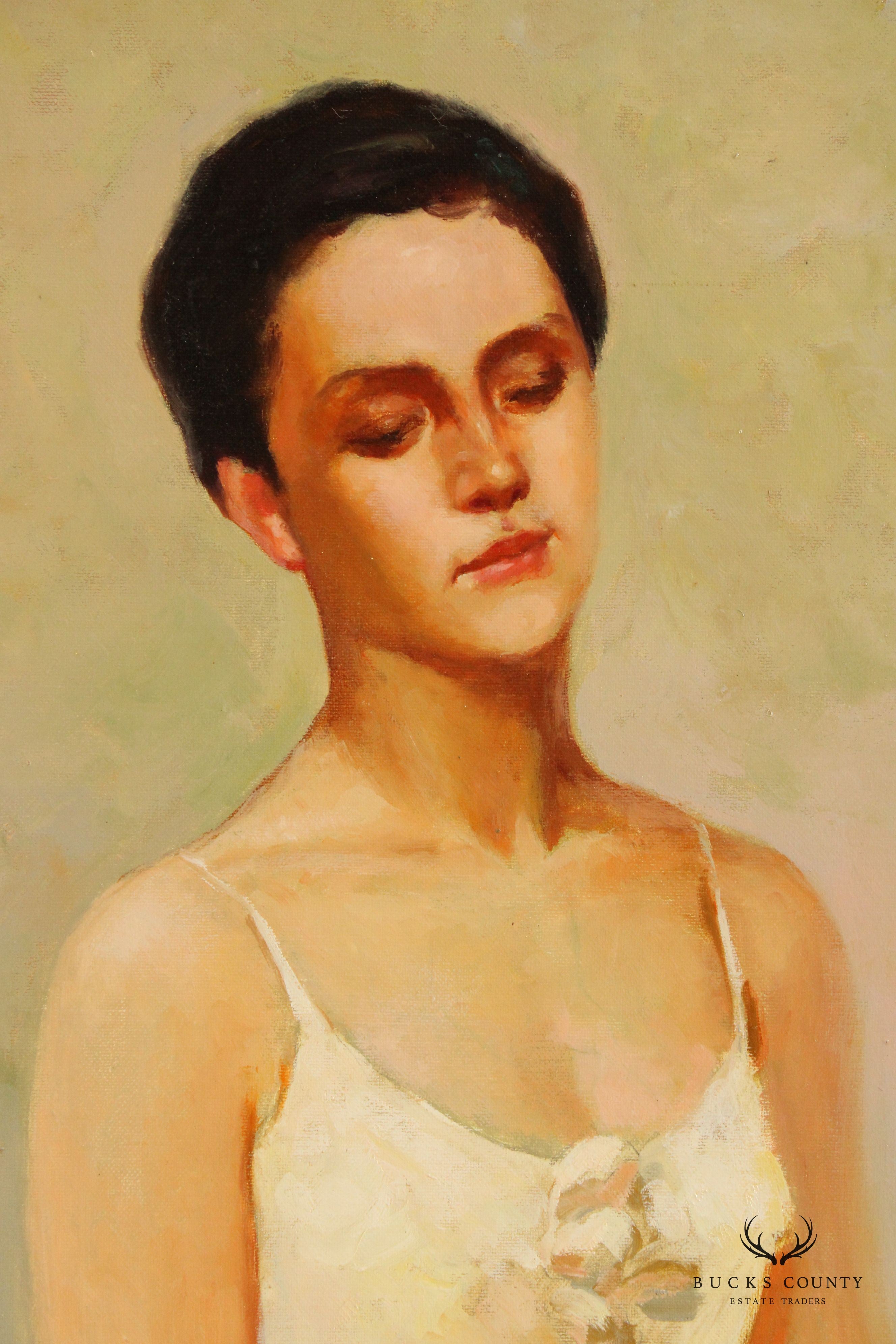 20th C. Portrait of 'Ballerina' Original Oil Painting, Signed ' H. Cooper'