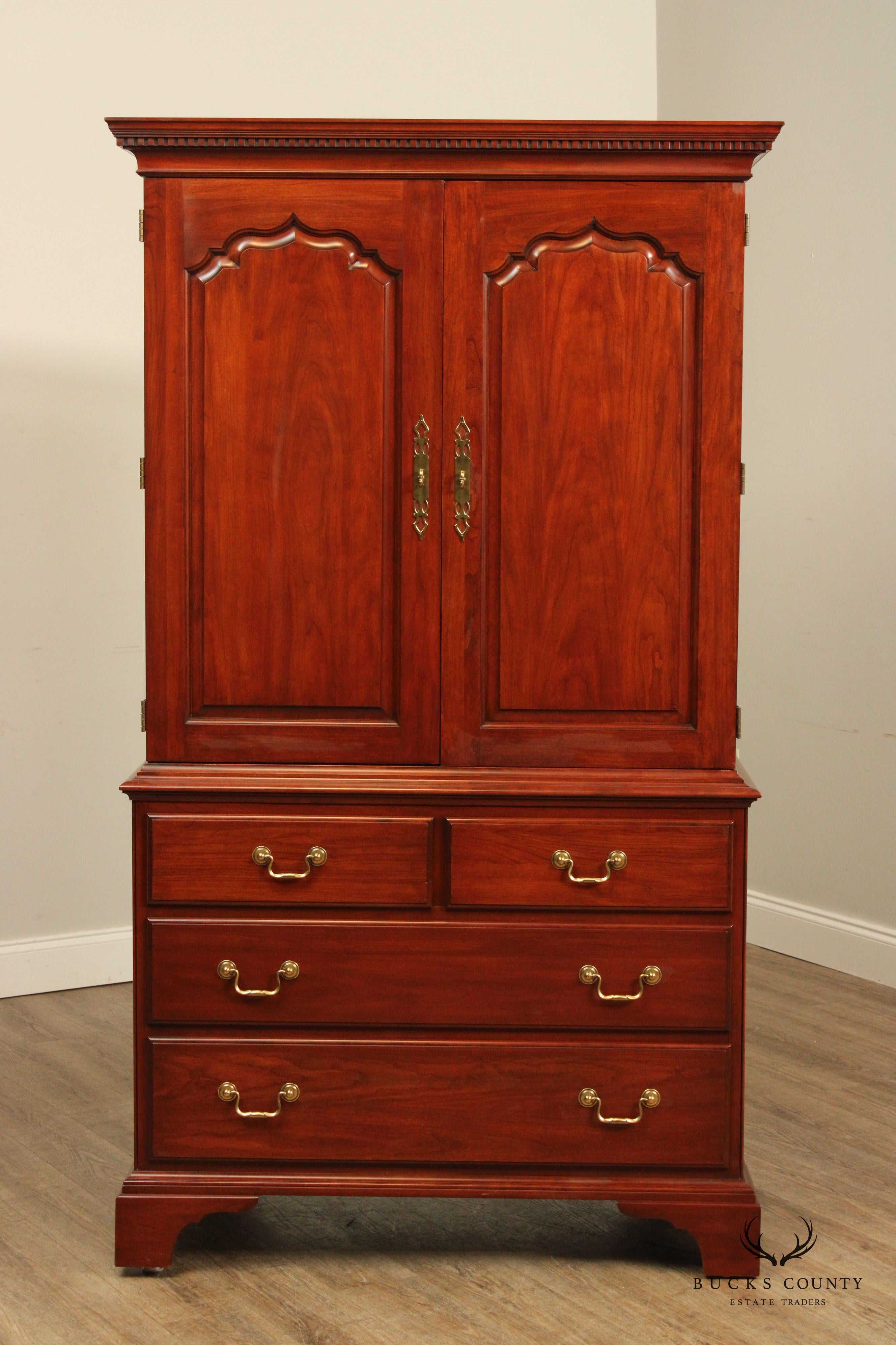 Henkel Harris Chippendale Style Cherry Media Armoire