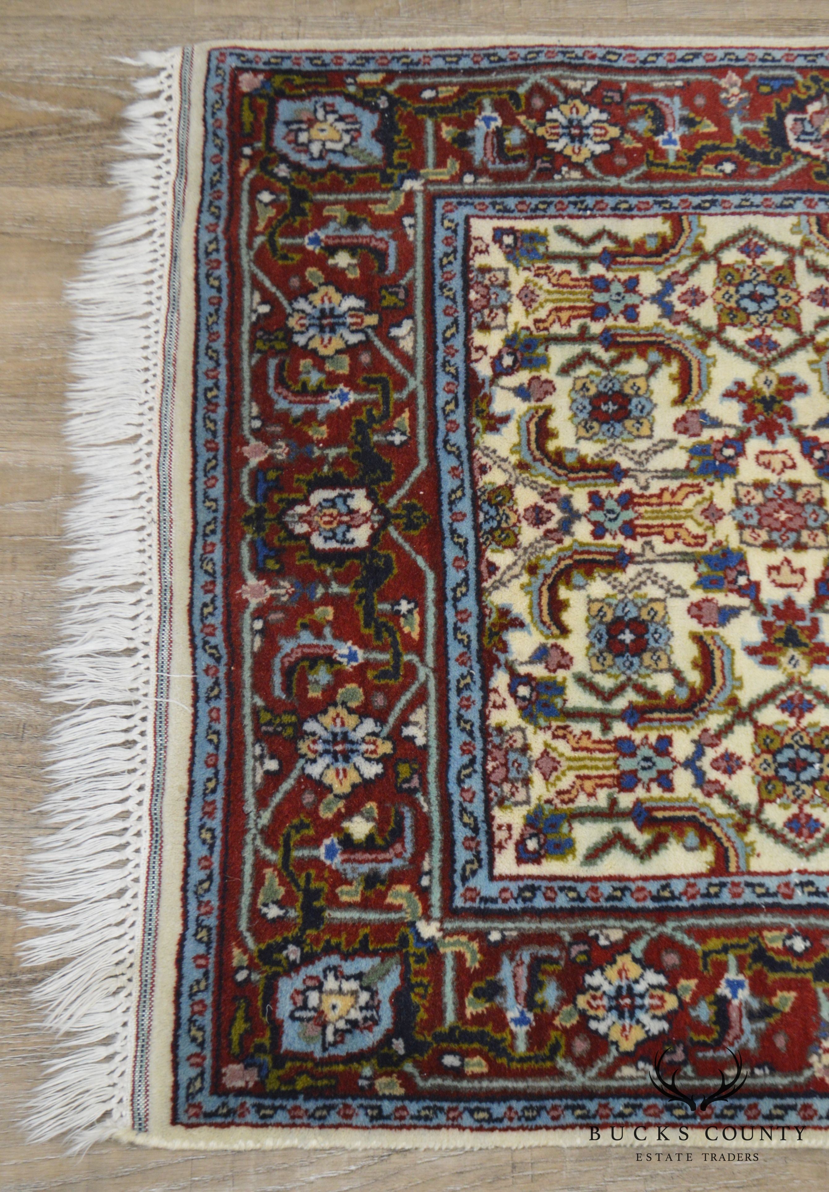 Hand Tied Red, Blue and Tan Area Throw Rug