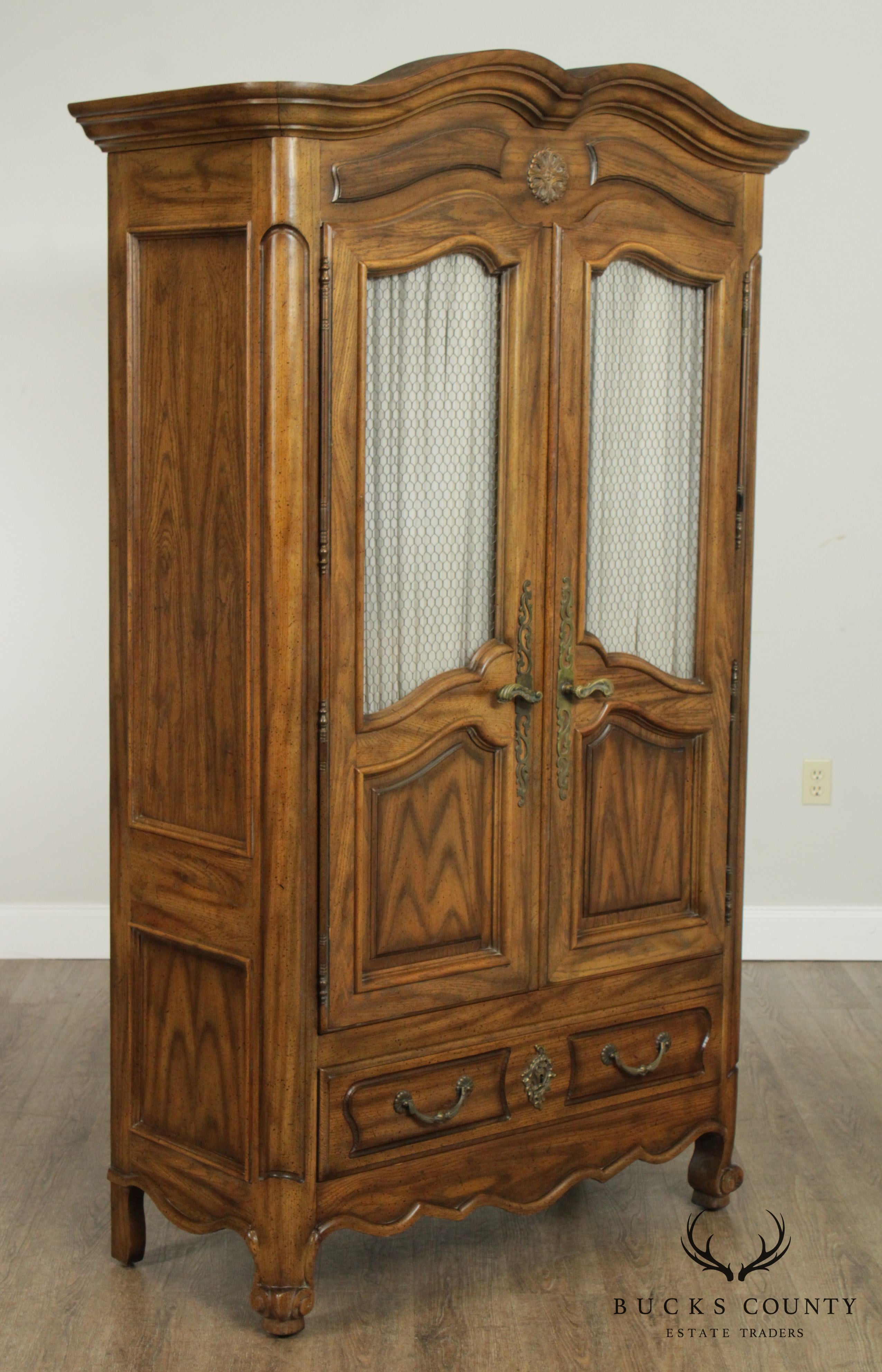 French Louis XV Style Vintage Pair Oak Armoire