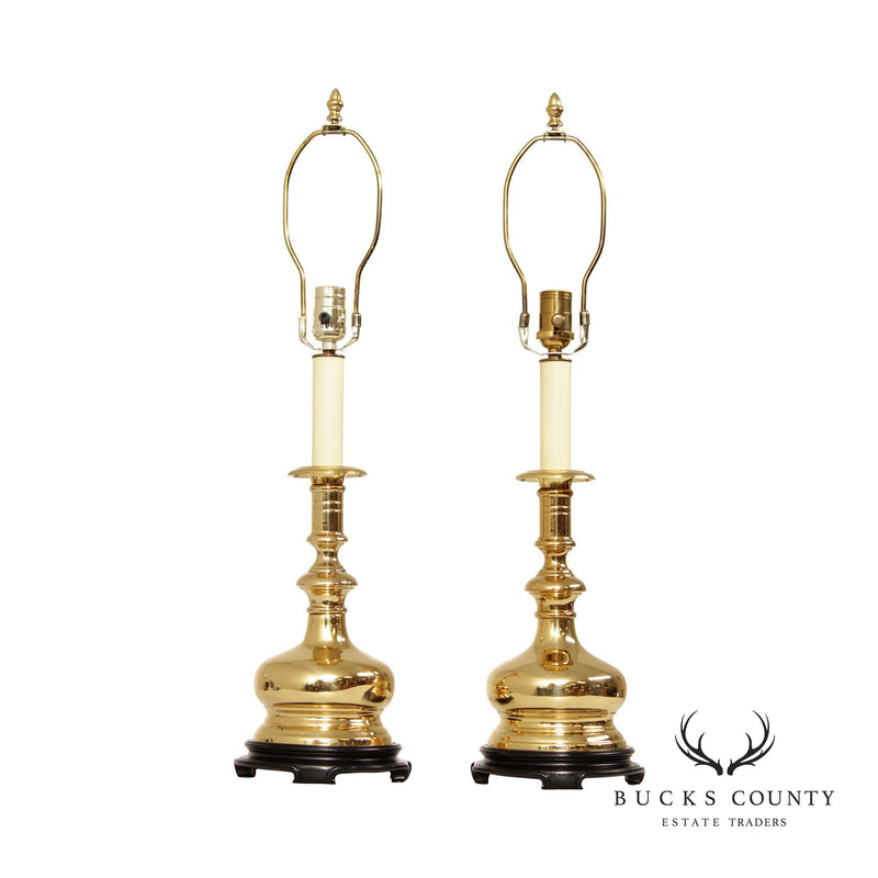 Vintage Pair Brass Candlestick Table Lamps – Bucks County Estate Traders