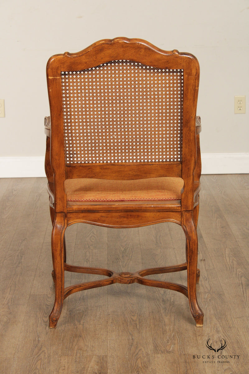 French Louis XV Style Set Six Cane Dining Chairs