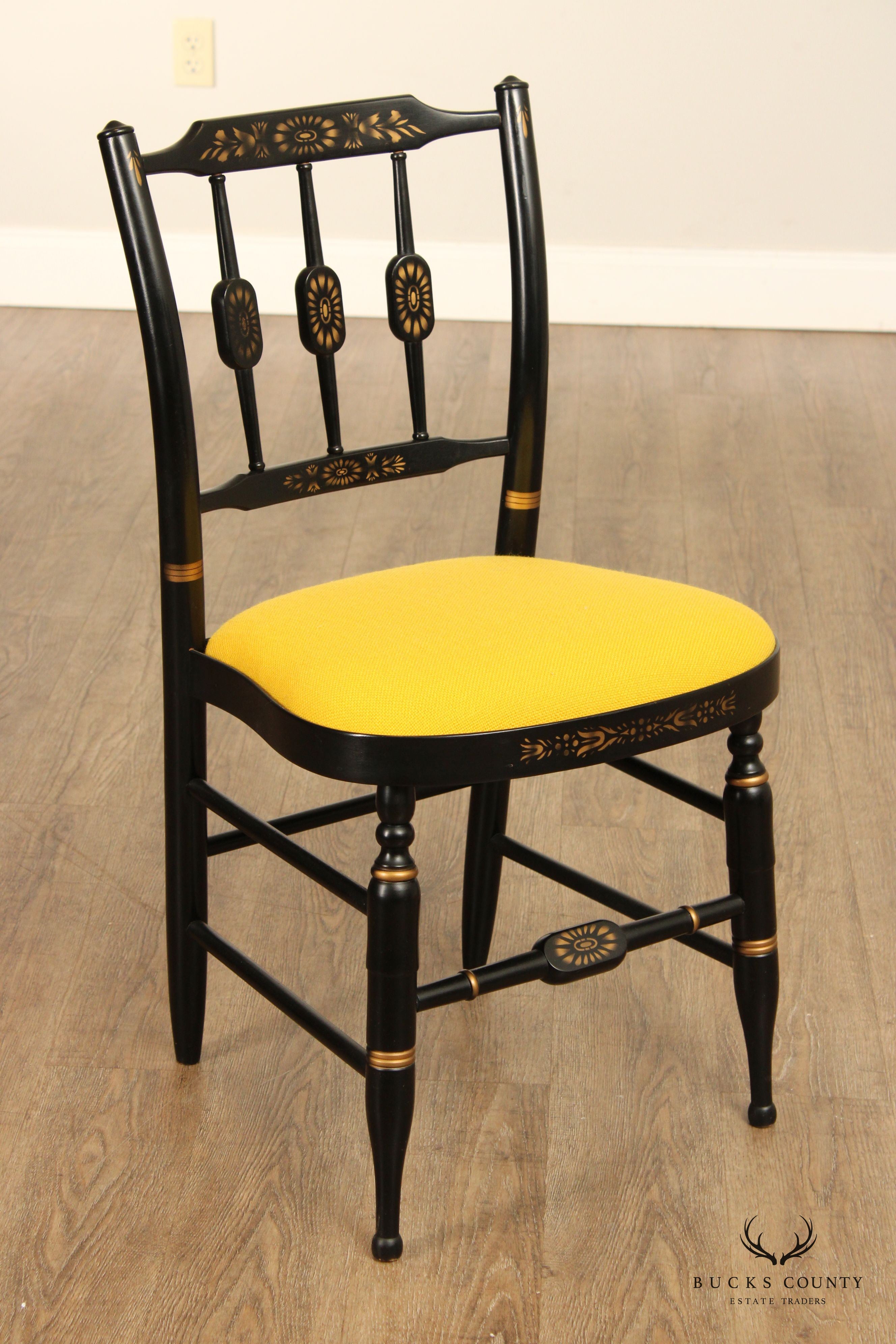 L. Hitchcock Black and Gold Stencil-Decorated Side Chair