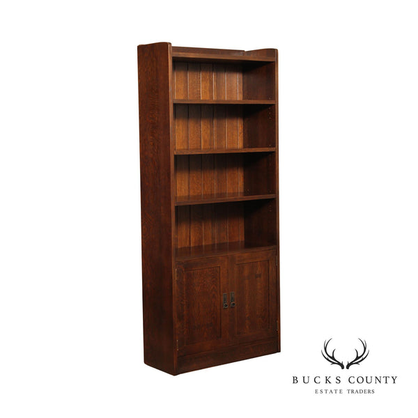 Stickley Furniture Mission Collection Oak Tall Bookcase with Bottom Doors