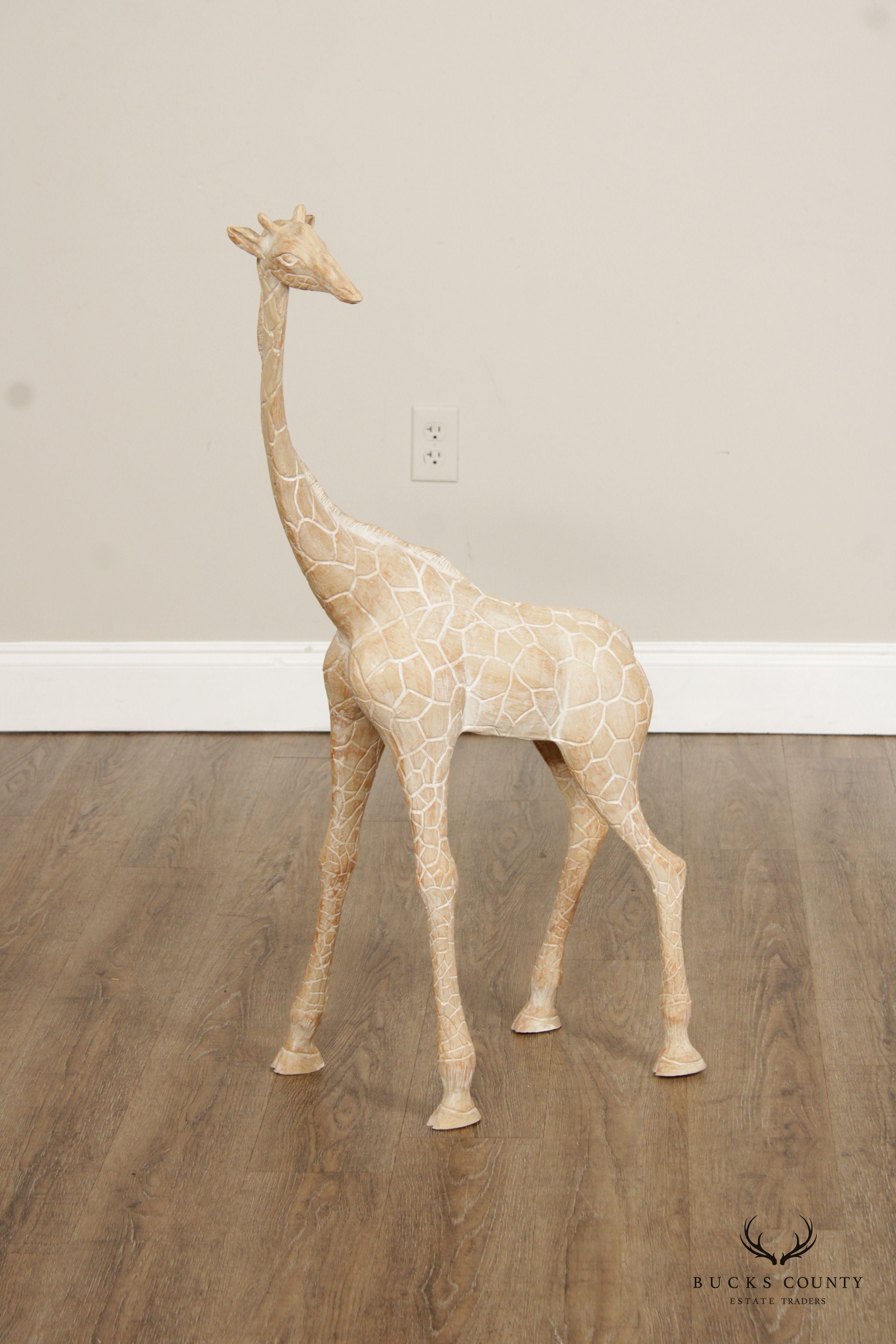 Vintage Carved Wood Giraffe Sculpture