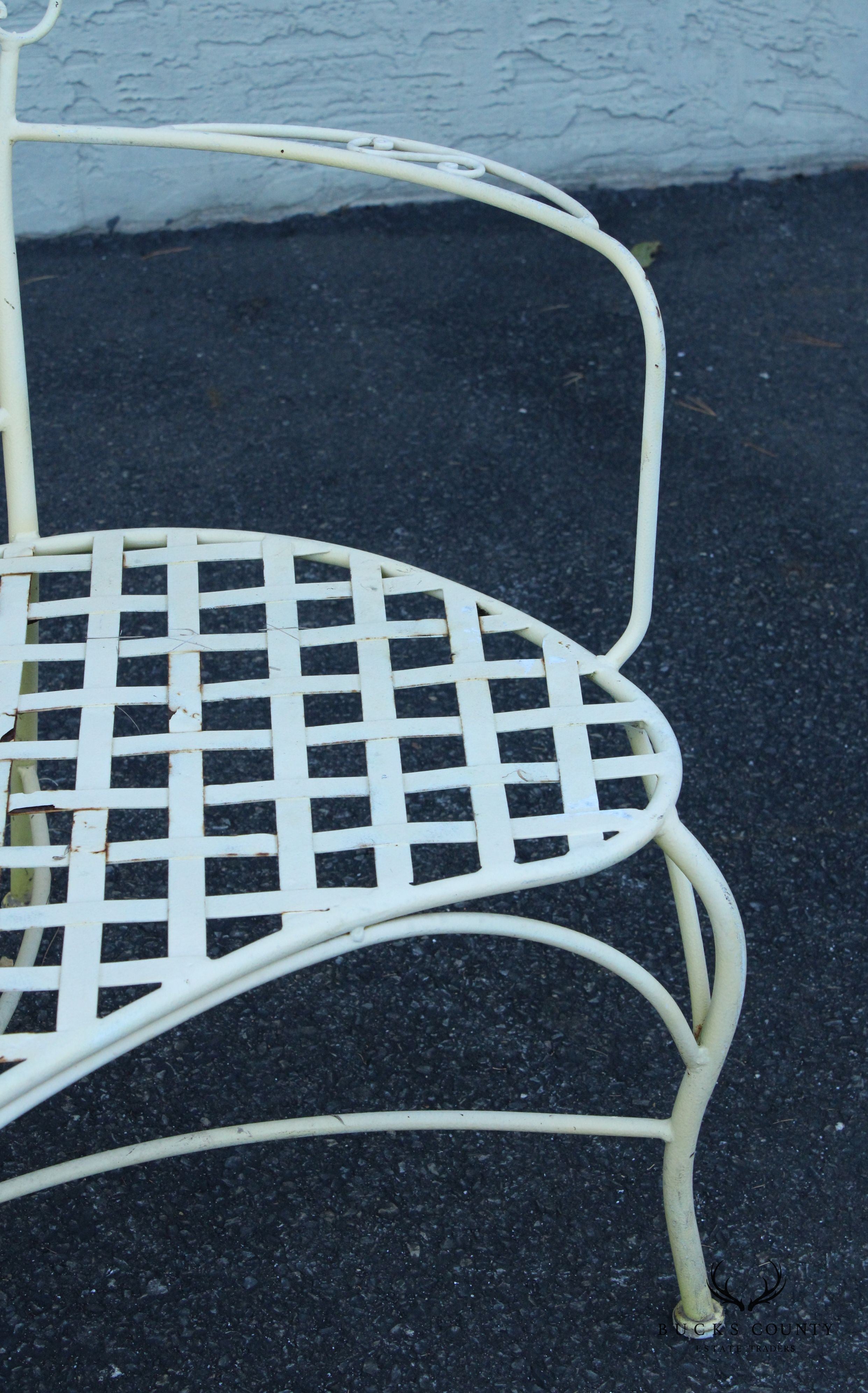 Vintage Wrought Iron Outdoor Patio Peacock Bench