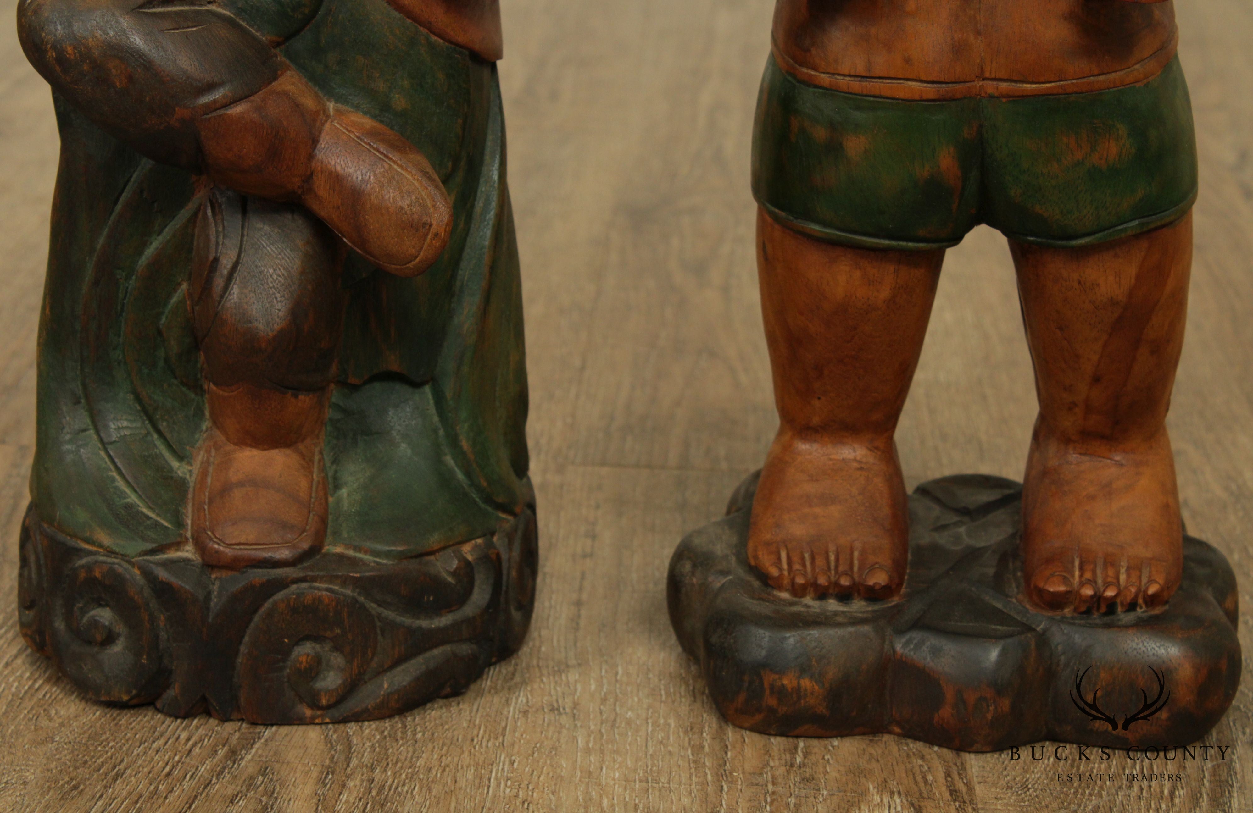 Vintage Pair Chinese Carved Figures