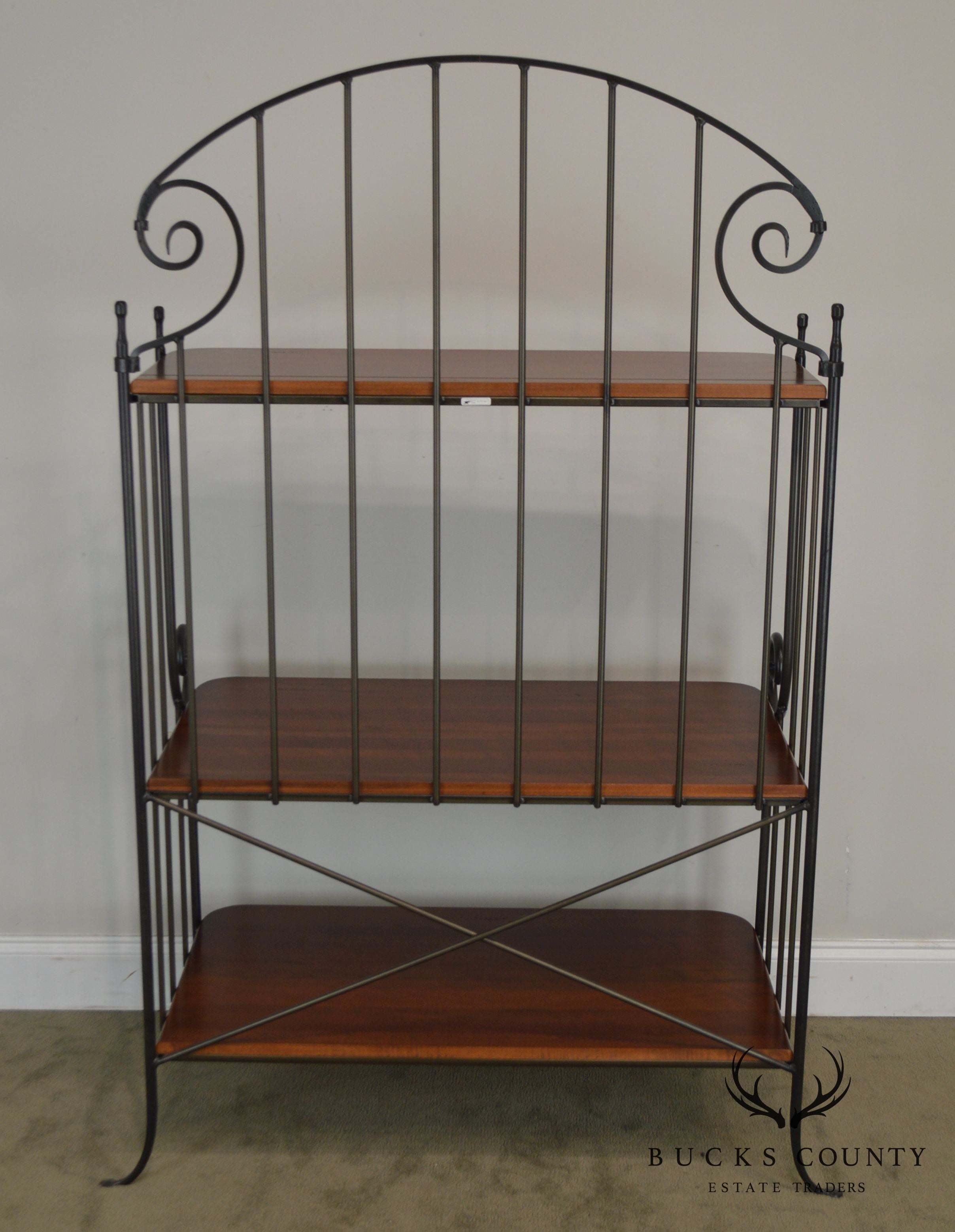 Charleston Forge Iron & Cherry Wood 3 Tier Bakers Rack