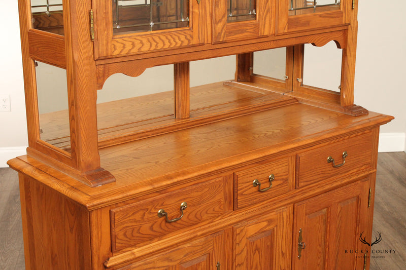 S. Bent & Bros. Traditional Style Oak Buffet Hutch