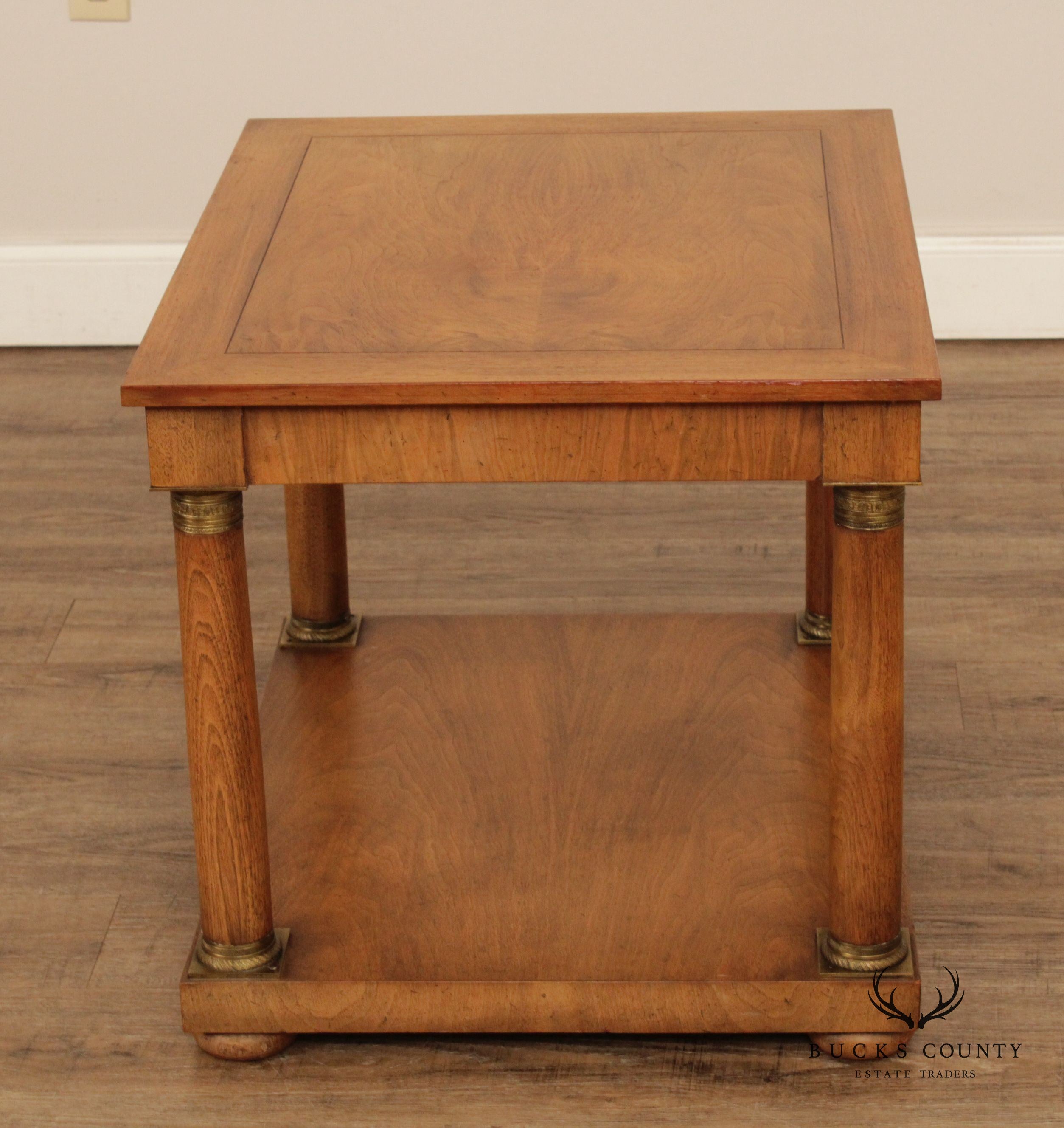 Empire Style Two-Tier Walnut Side Table