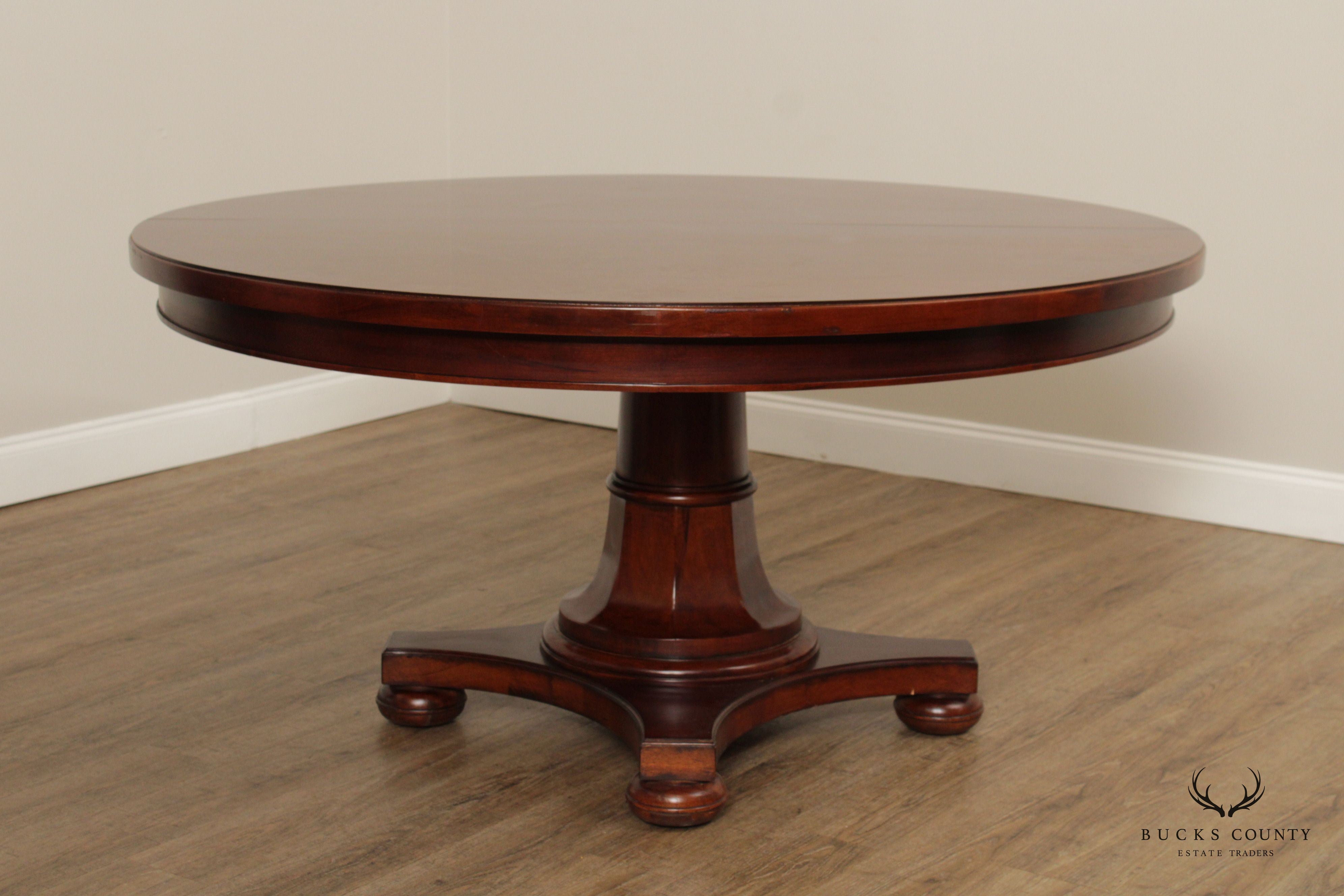 Maitland Smith Regency Style 60 inch Round Mahogany Expandable Dining Table