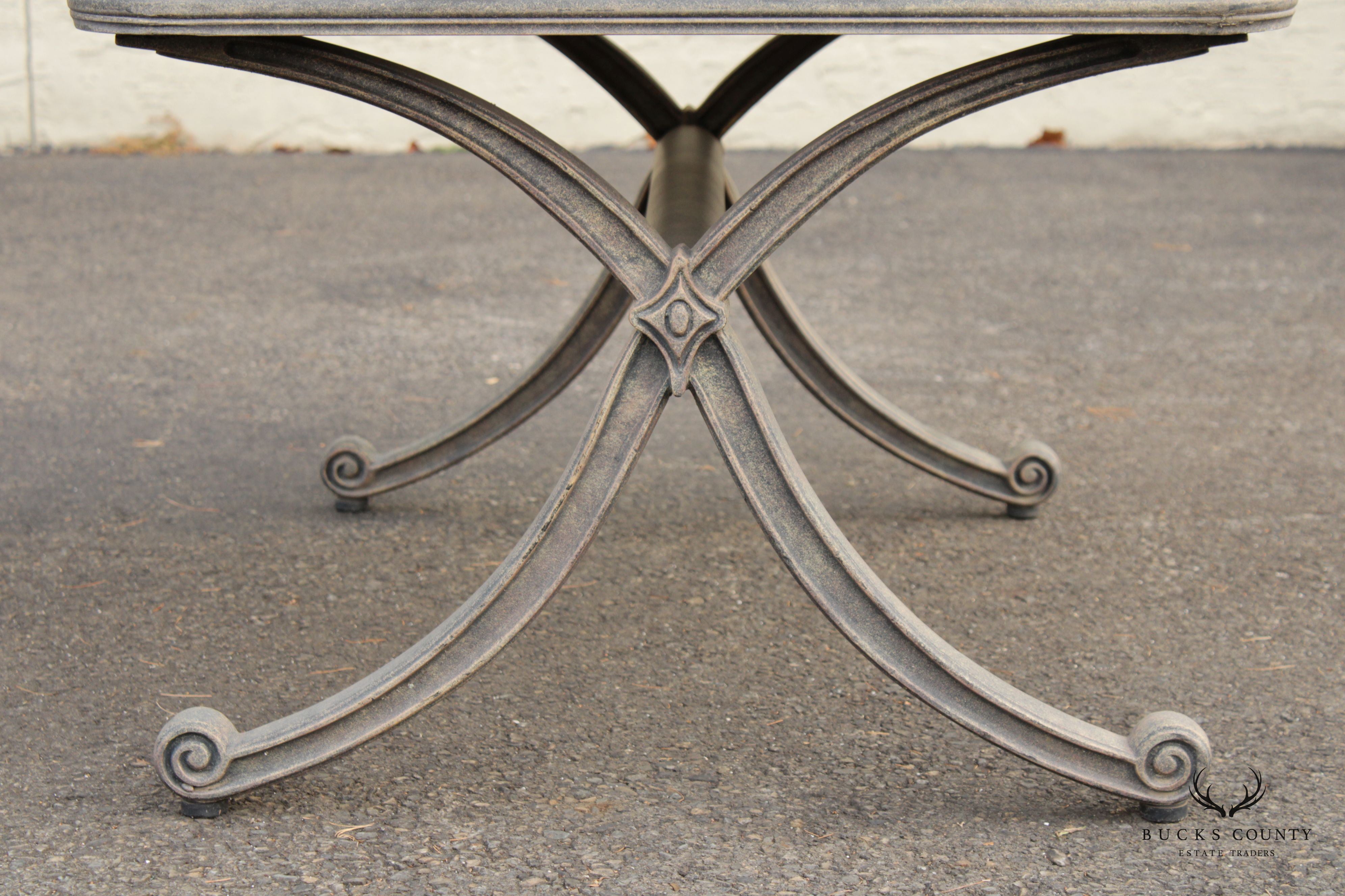 Vintage Aluminum and Tile Top Outdoor Patio Cocktail Table