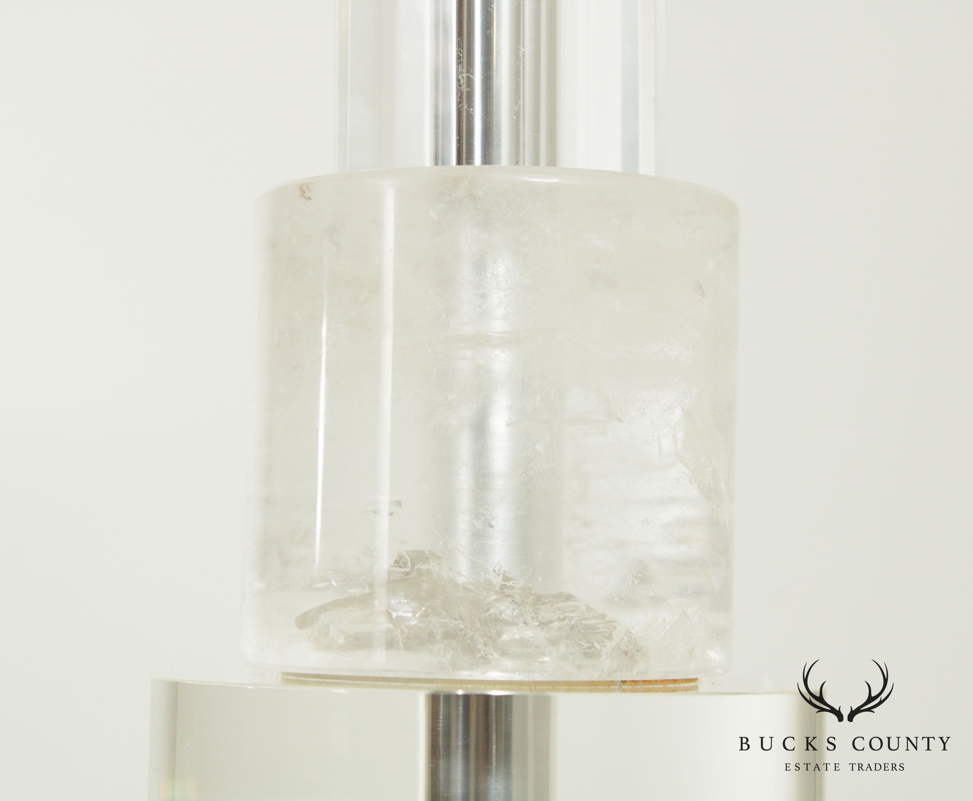 Contemporary Lucite and Quartz Table Lamp