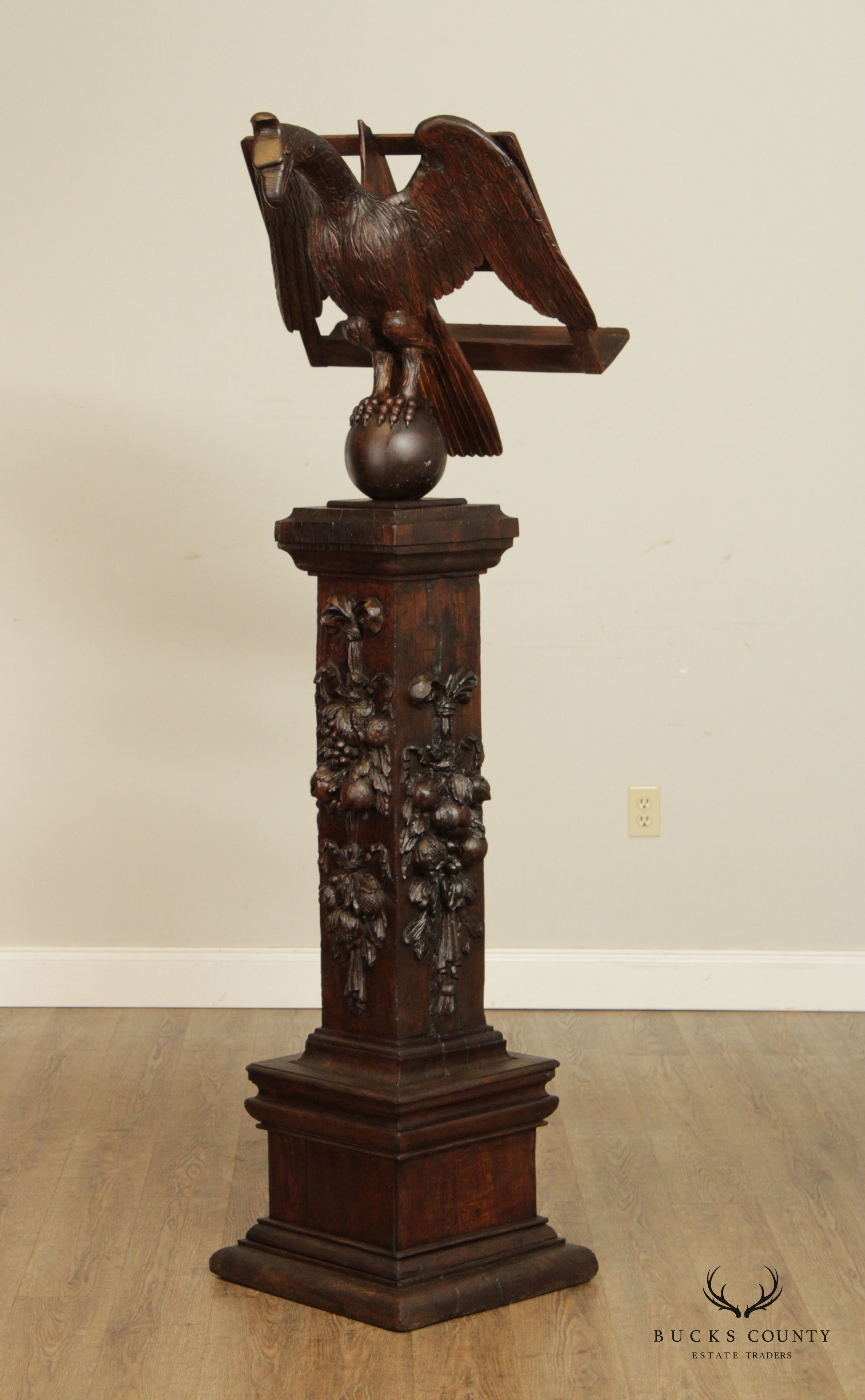 Antique 18th Century Black Forest Style Eagle Carved Oak and Pine Lectern