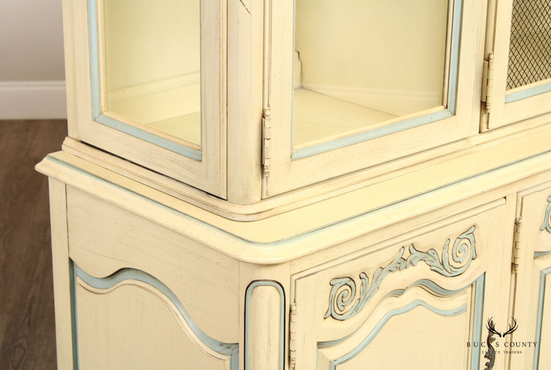 FRENCH COUNTRY STYLE VINTAGE PAINTED CHINA CABINET