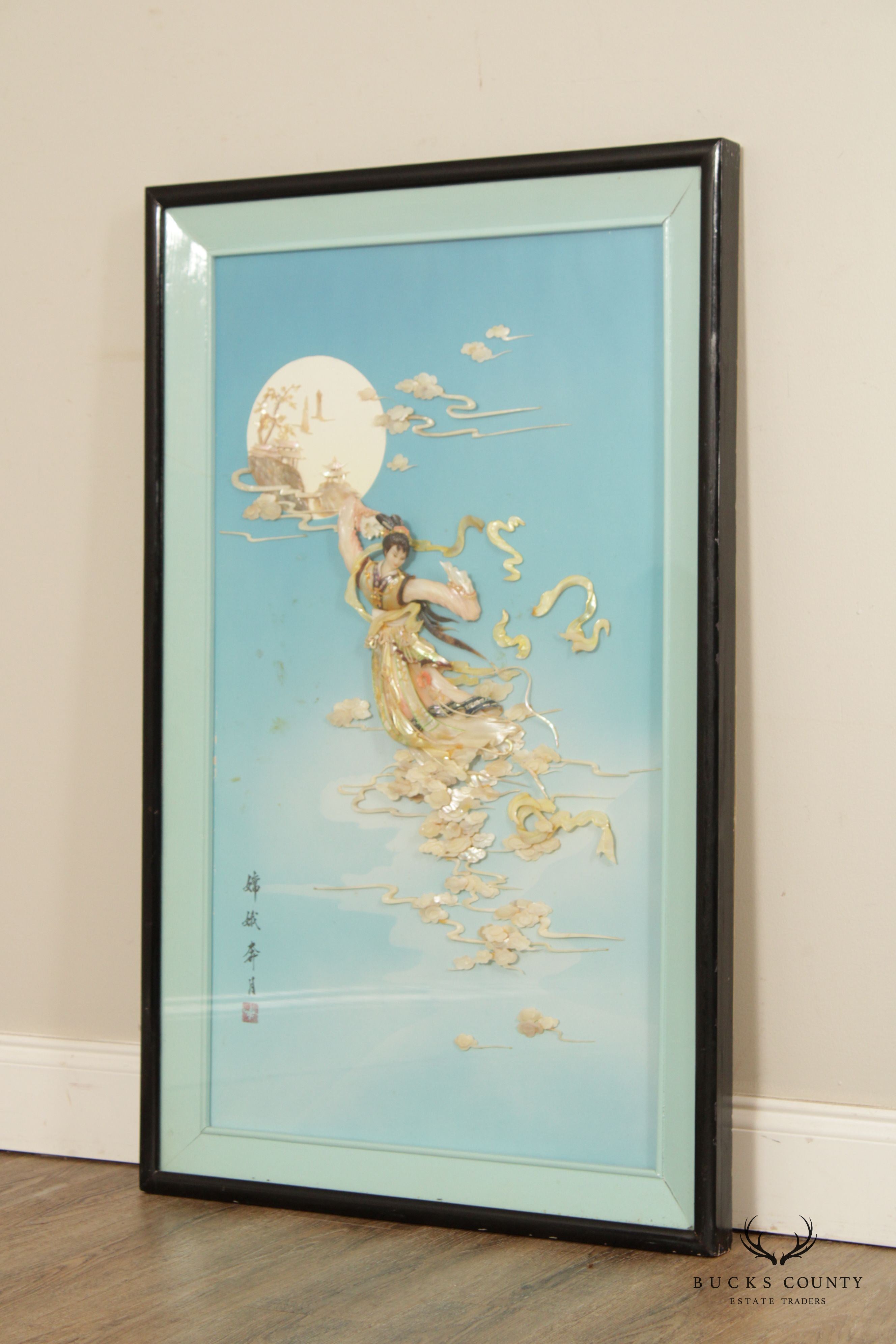 Vintage Chinese 'Chang'e Flying to the Moon' Resin Wall Art