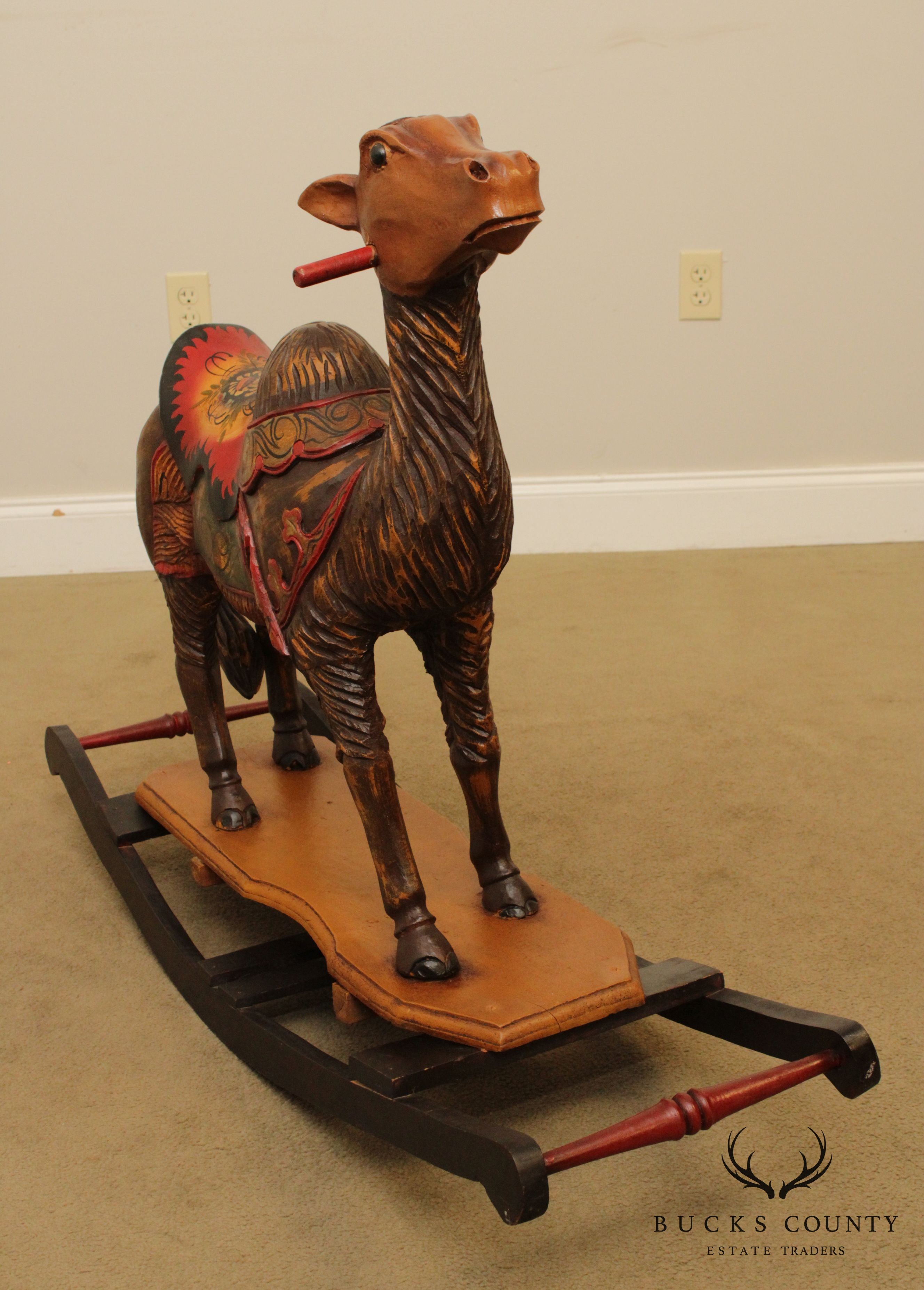 Hand Carved Wood Camel Hobby Rocker