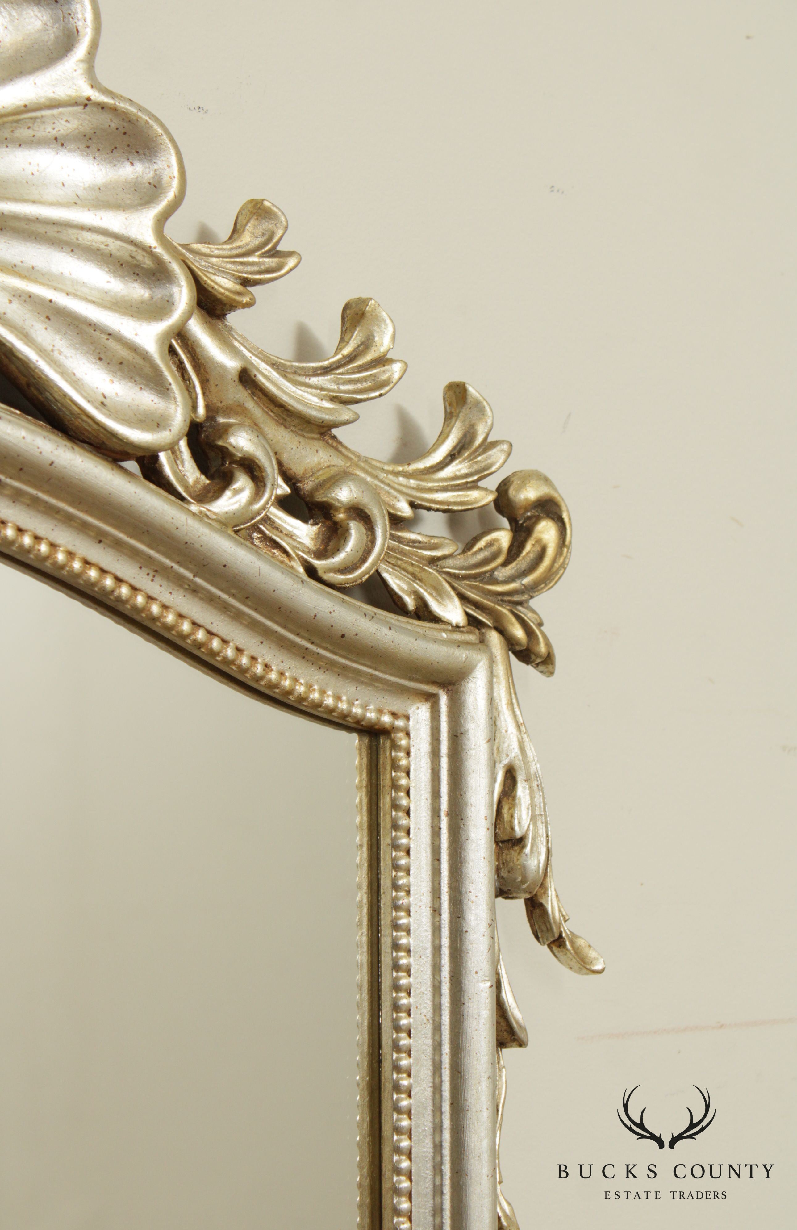 Italian Silver Giltwood Frame Carved Wall Mirror