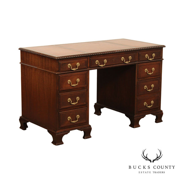 Taylor Made Georgian Style Leather Top Executive Pedestal Desk