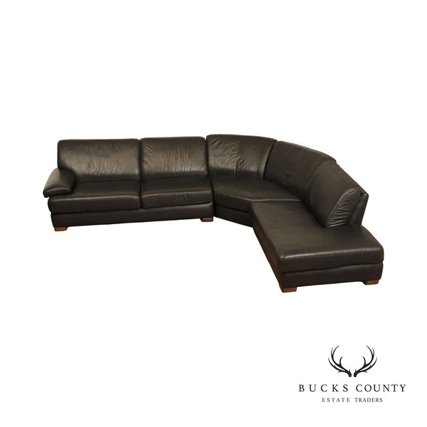 Elite Contemporary Black Leather Sectional Sofa
