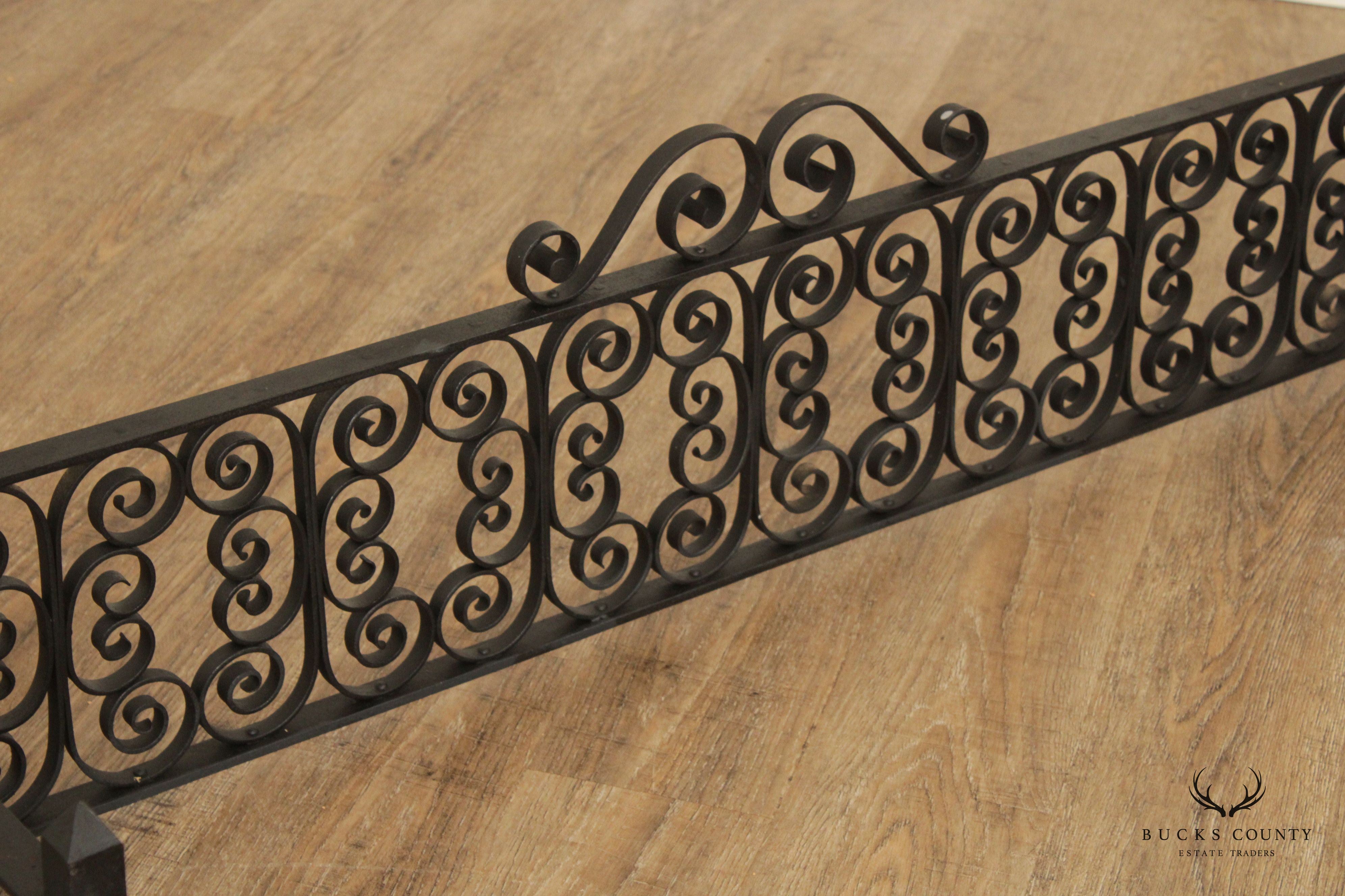 Gothic Revival Vintage Wrought Iron Fireplace Fender