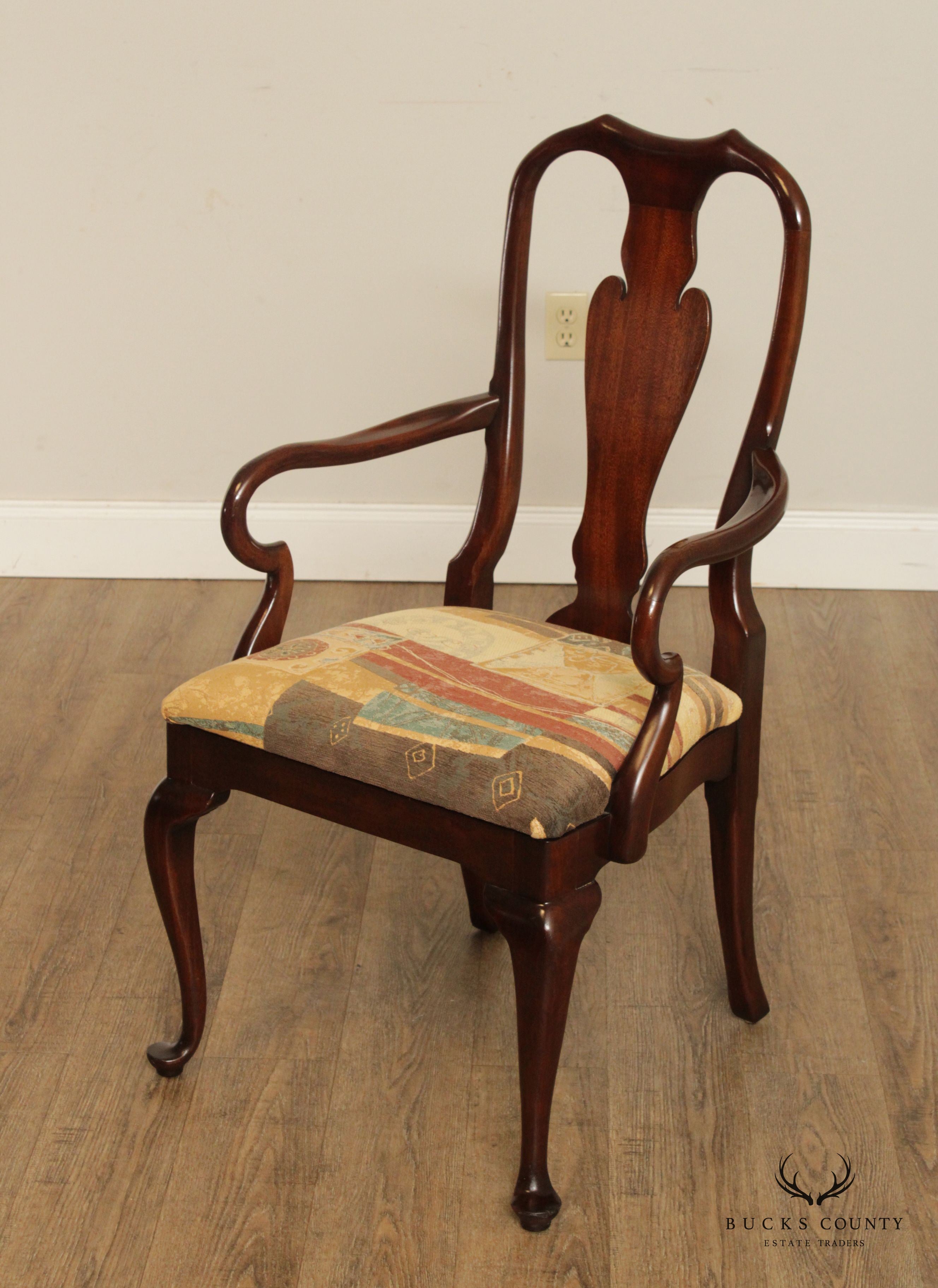 Queen Anne Style Set of Six Mahogany Dining Chairs