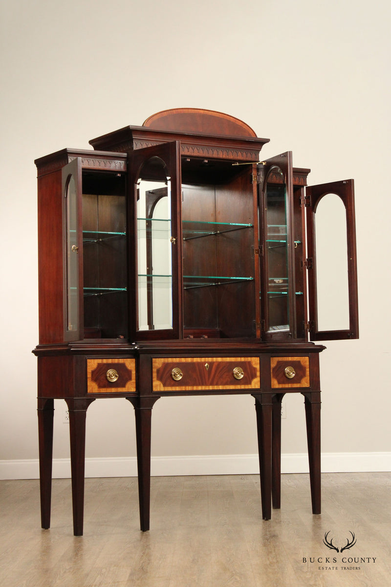 Hickory White Federal Style Inlaid Mahogany Display Cabinet