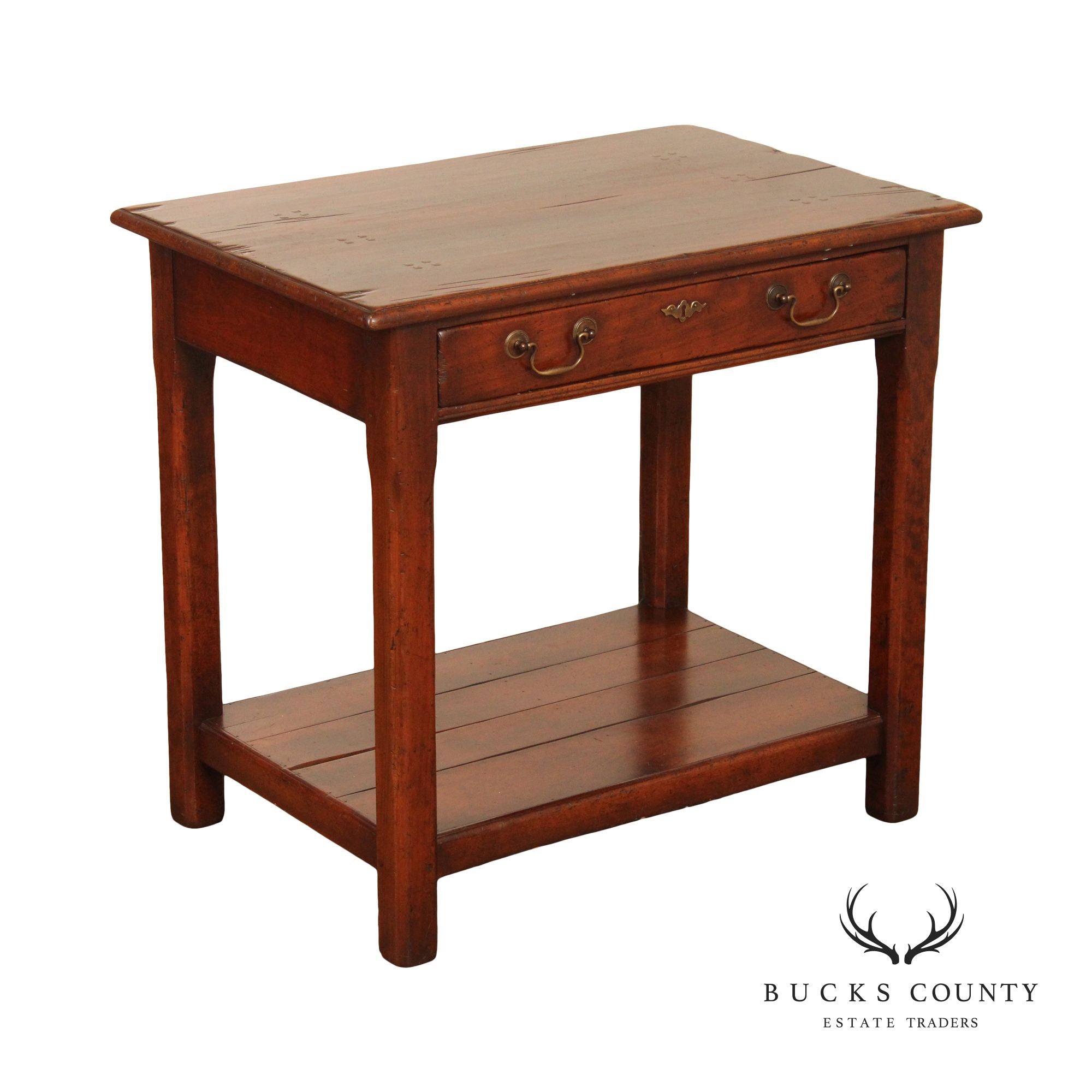 Rustic Chippendale Style One Drawer Two-Tier Work Table