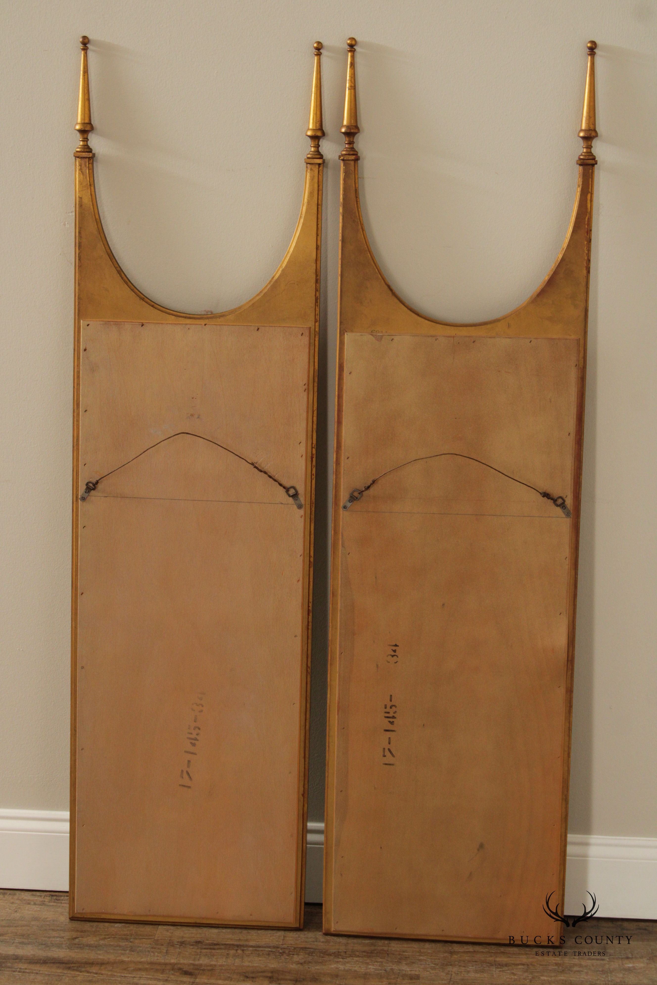 Hollywood Regency Vintage Pair Giltwood Wall Mirrors