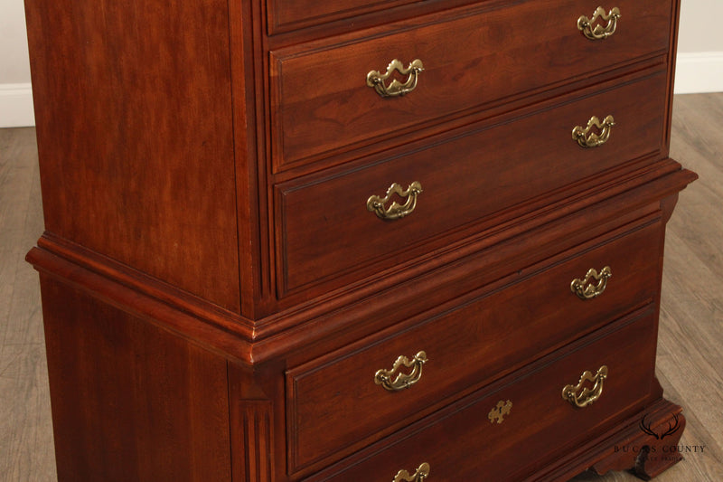 THOMASVILLE 'COLLECTORS CHERRY' CHIPPENDALE STYLE CHEST ON Chest