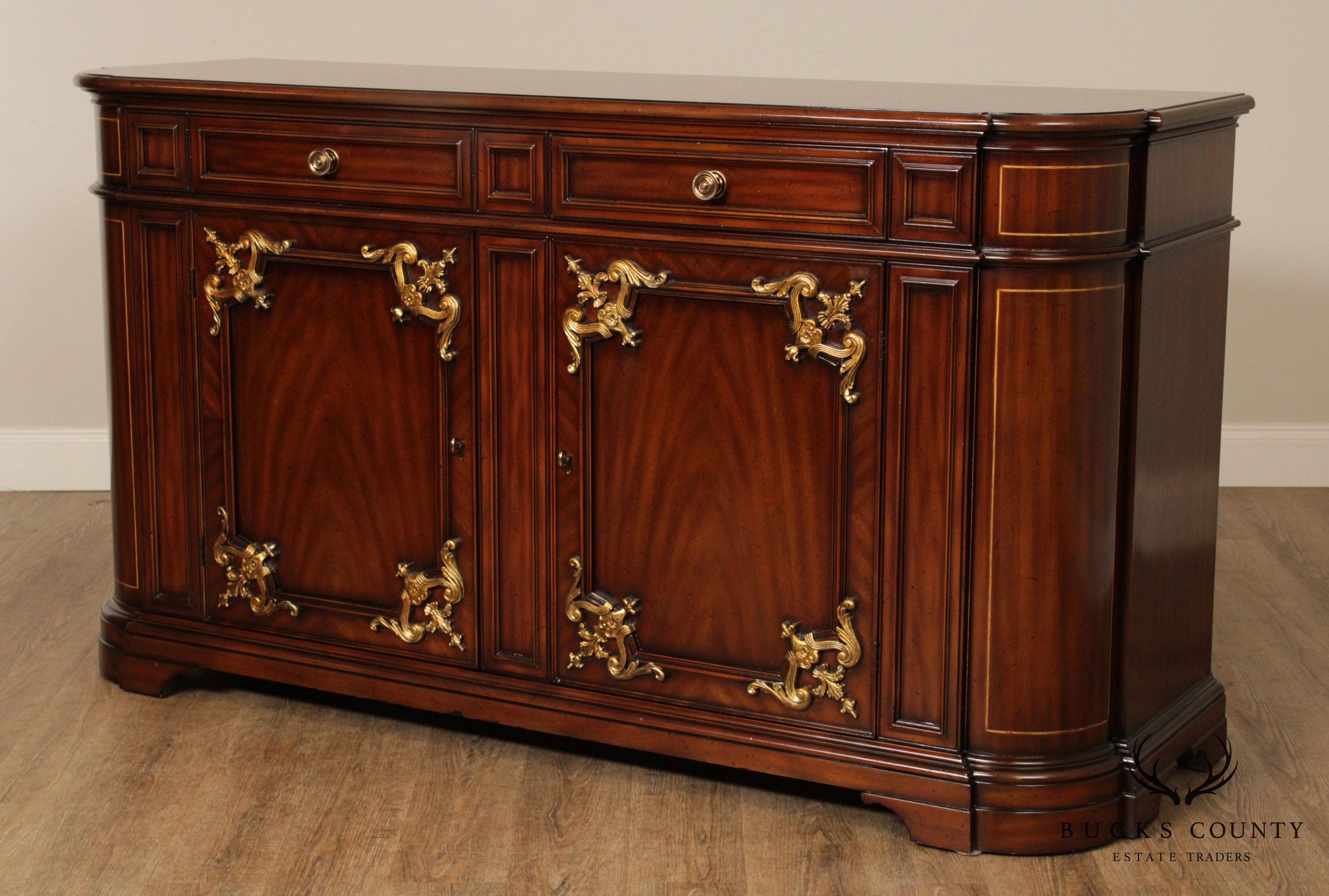 Quality French Neoclassic Style Mahogany, Partial Gilt Sideboard