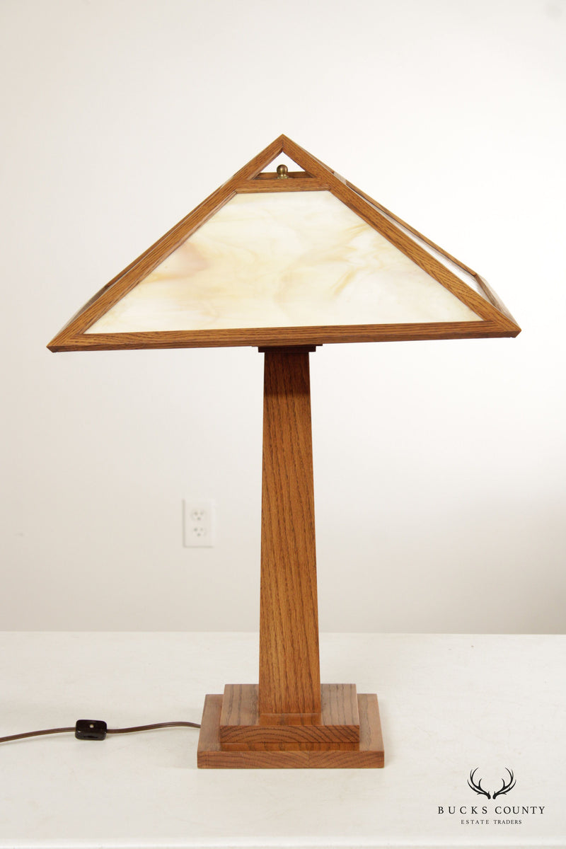 John Haight Studios Arts & Crafts Oak Table Lamp