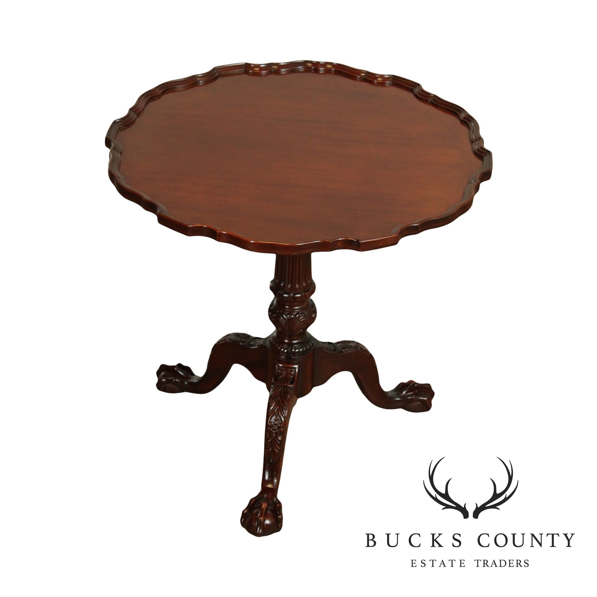 Chippendale Style Carved Mahogany Piecrust Tilt Top Tea Table