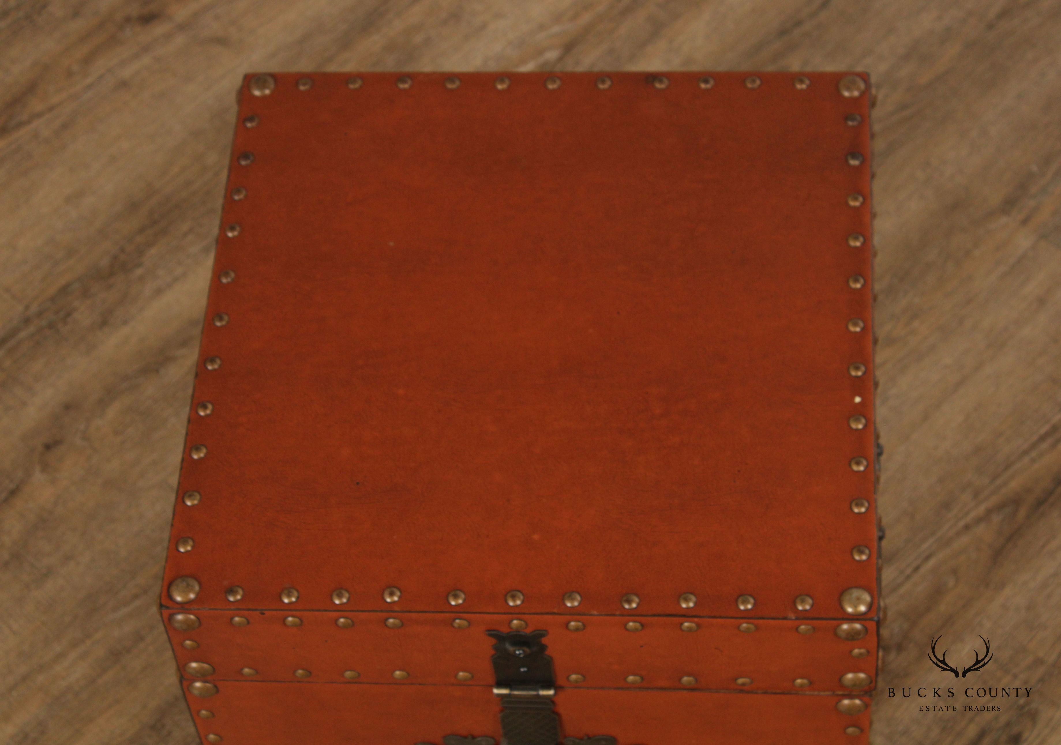 Rustic European Style Leather Wrapped Chest