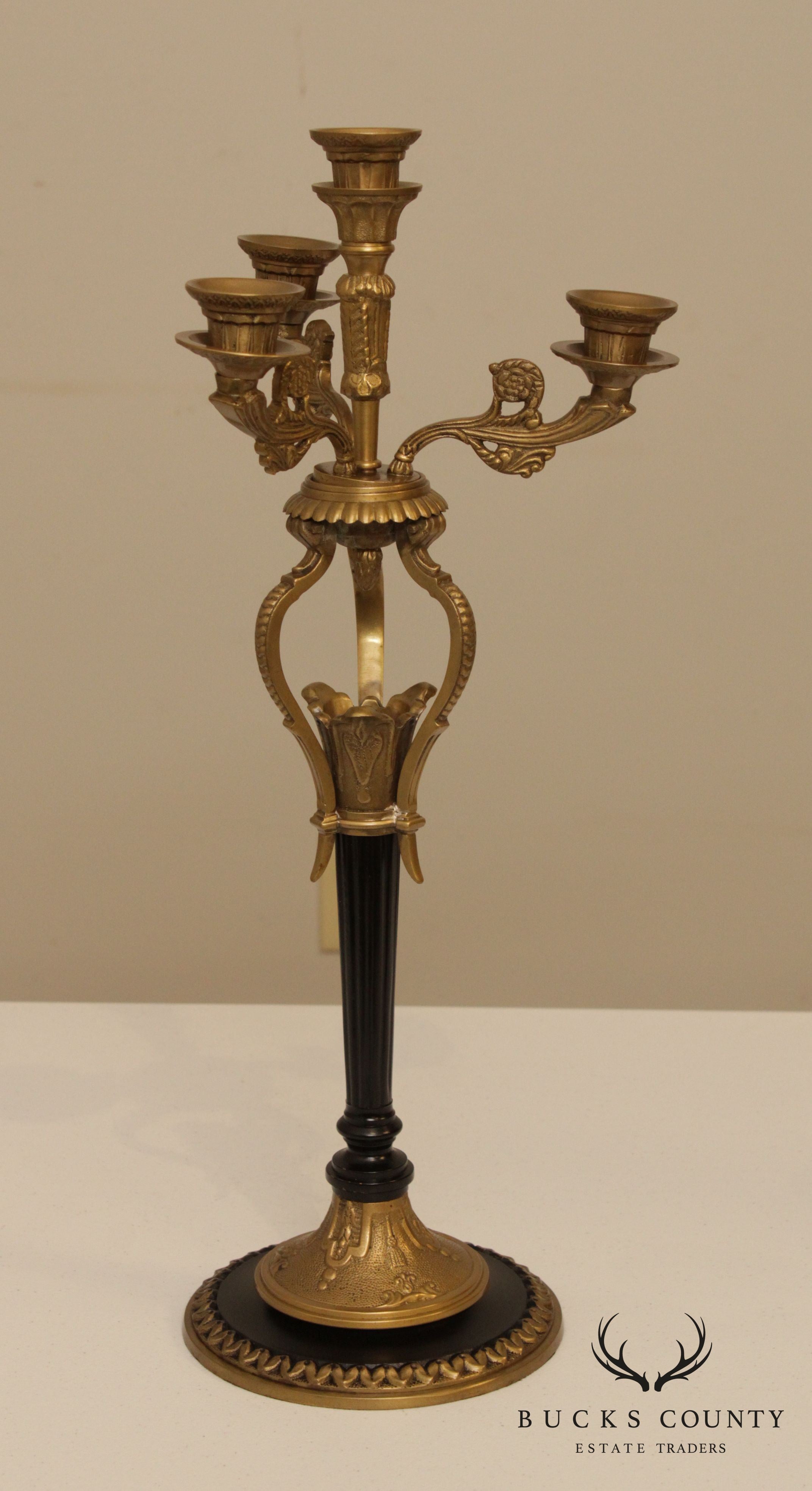 French Empire Style Pair Bronze Candelabra