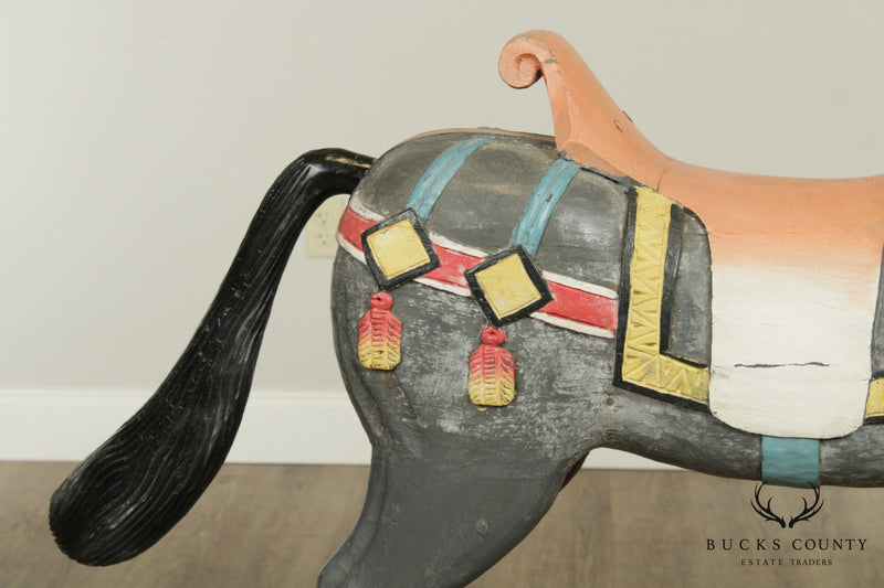 Vintage Quality Carved Wood Hand Painted Large Rocking Horse