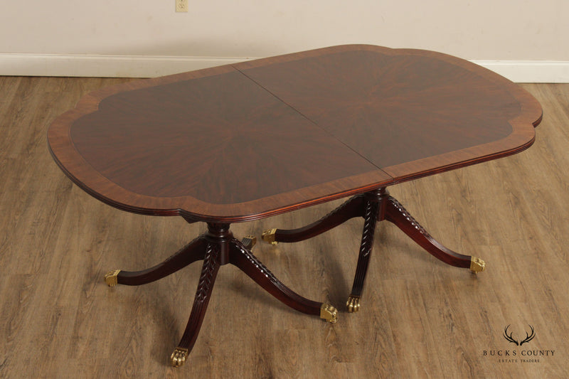 Hickory White Regency Style Mahogany Extendable Double Pedestal Dining Table