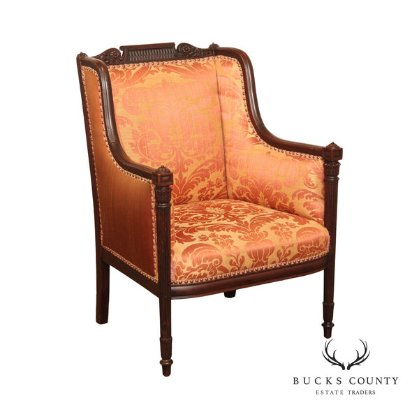 Antique Sheraton Style Carved Mahogany Armchair
