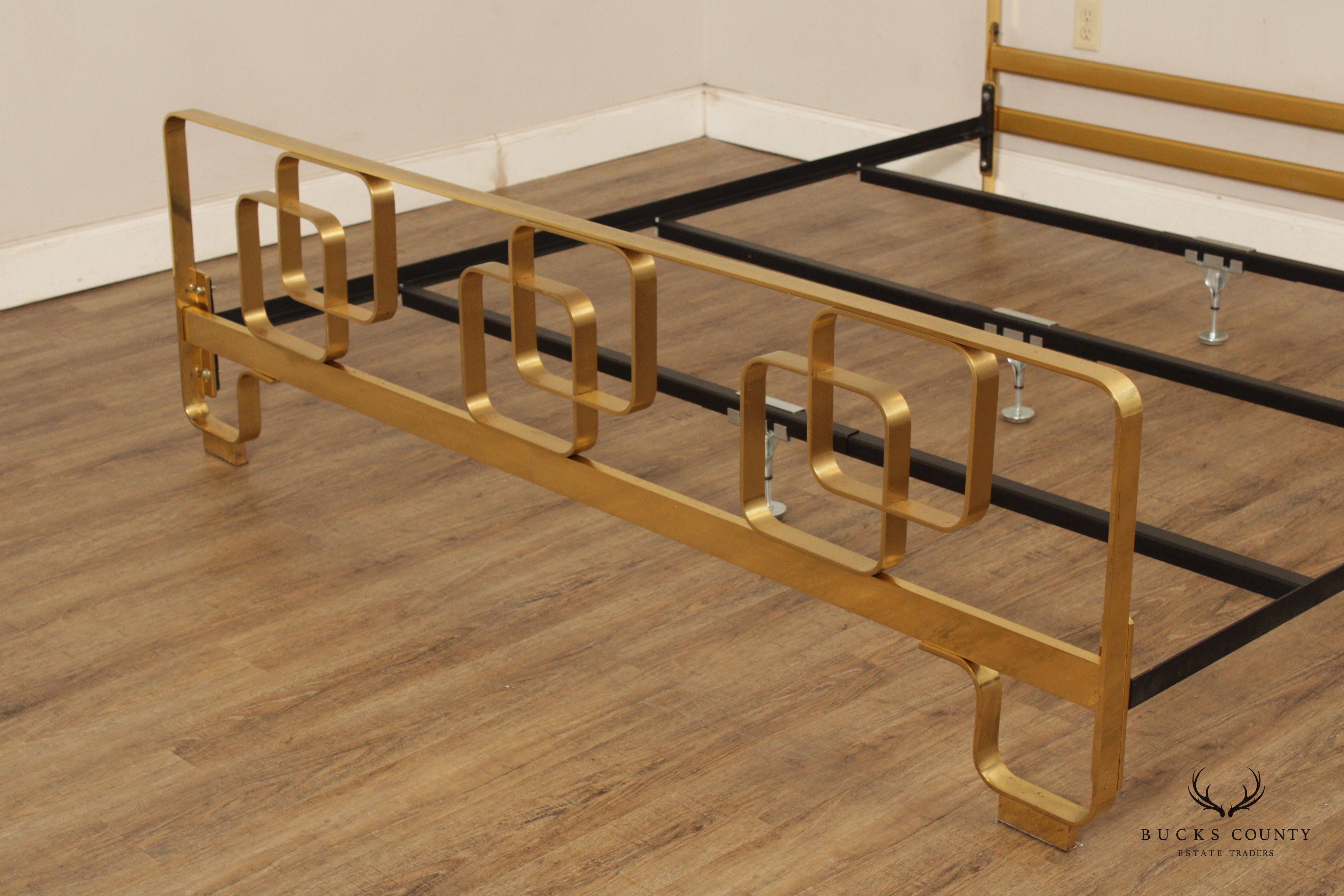 Italian Hollywood Regency Brass King Bed Frame