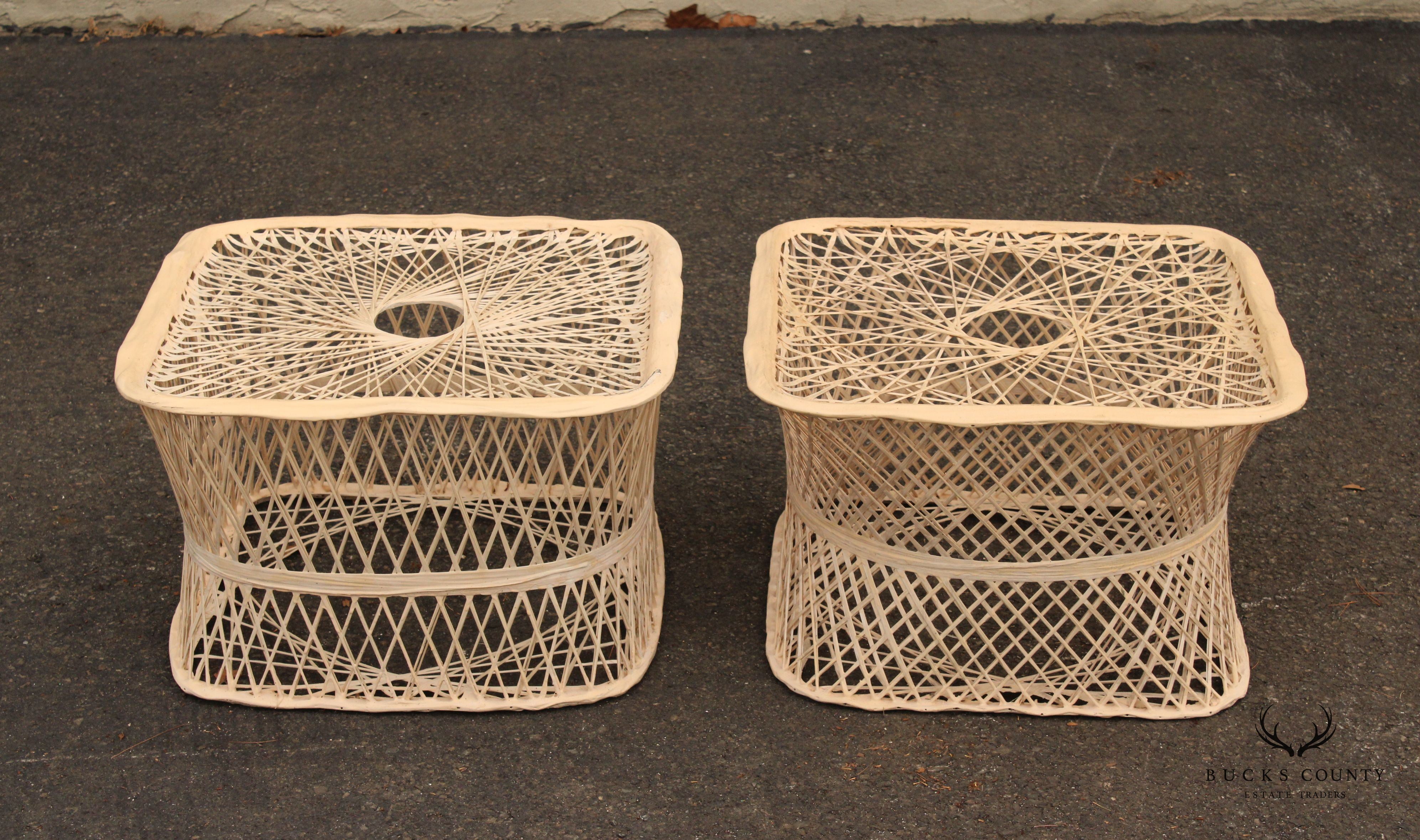 Mid Century Modern Pair of Spun Fiberglass Outdoor Patio Table Bases