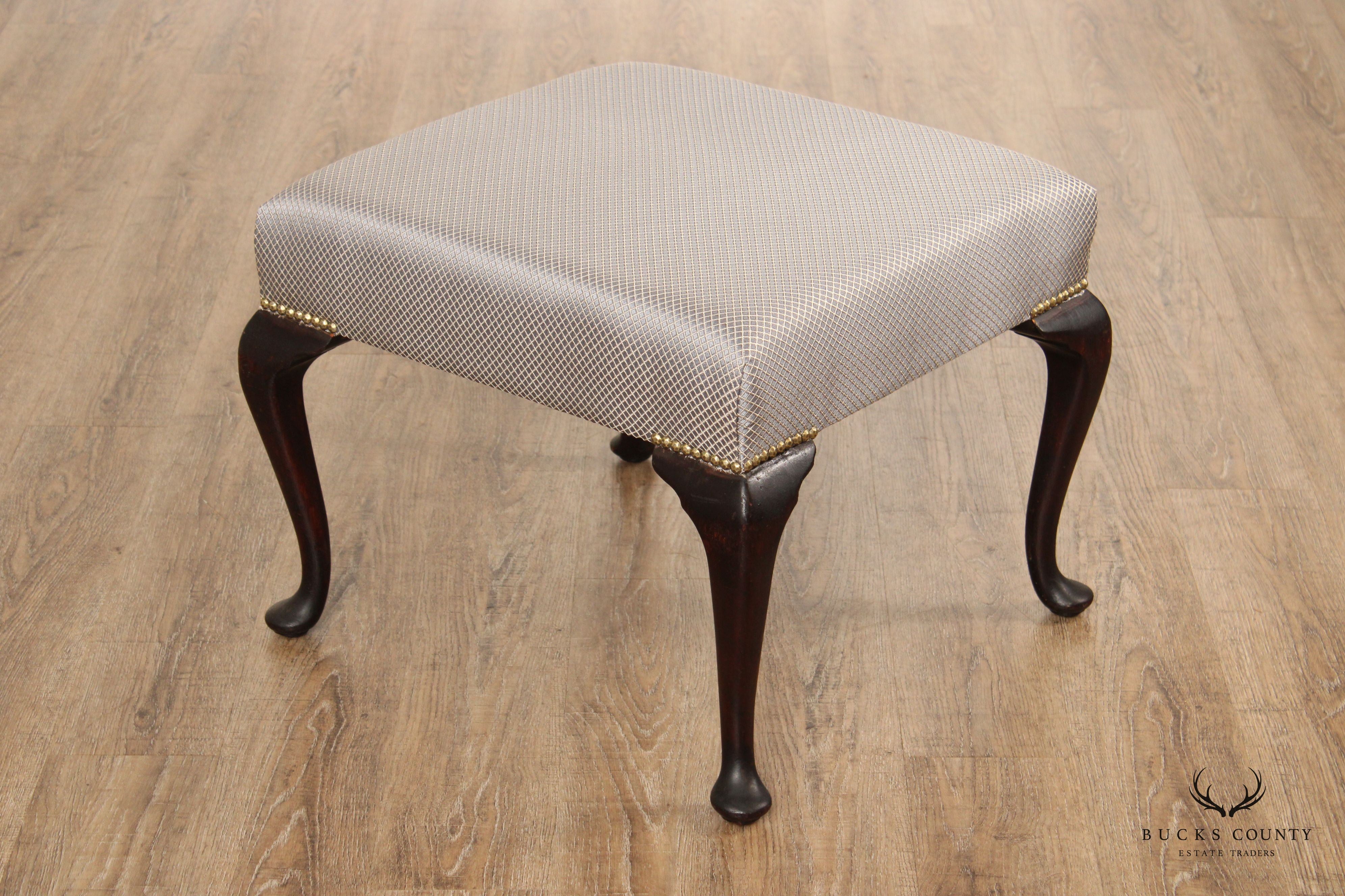 Queen Anne Style Custom Upholstered Foot Stool