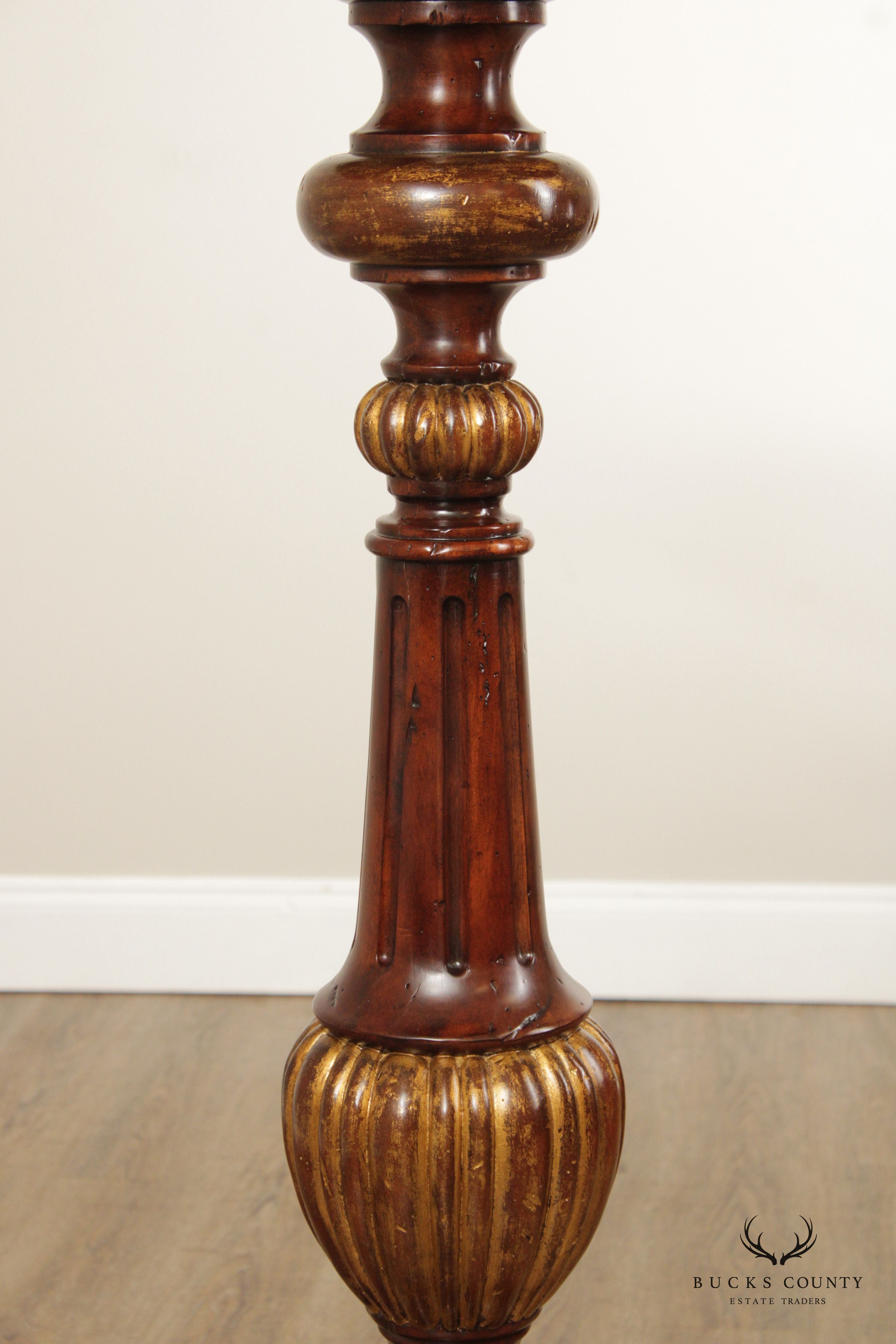 Theodore Alexander Parcel Gilt Marble Top Pedestal