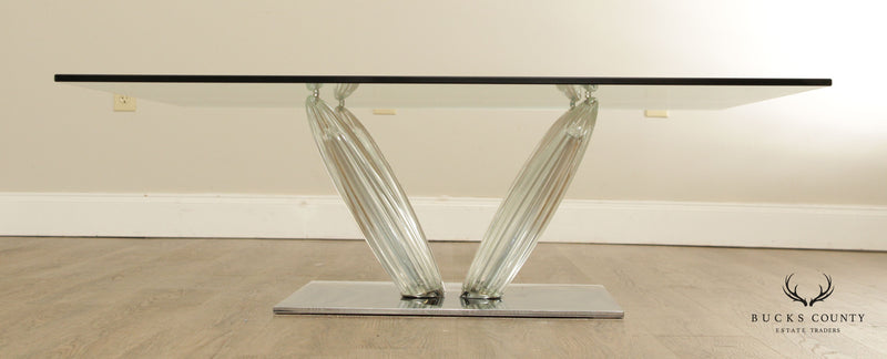 Roche Bobois Contemporary Glass Top Square Coffee Table