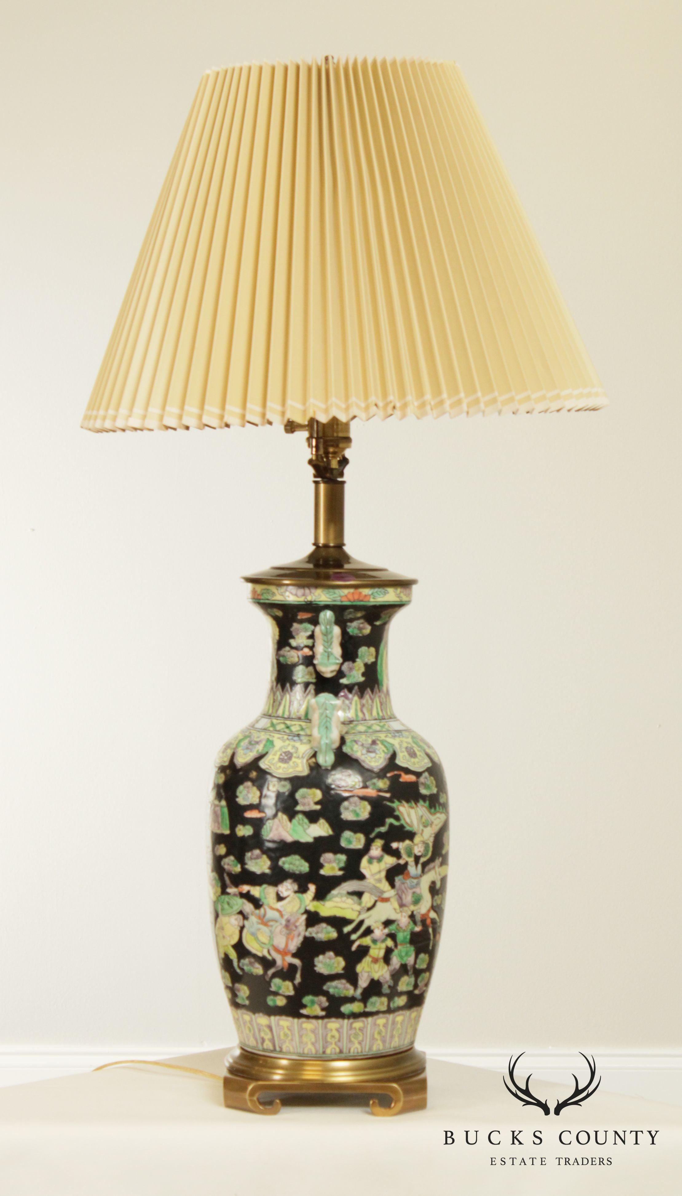 Remington Asian Pottery Brass Base Table Lamp