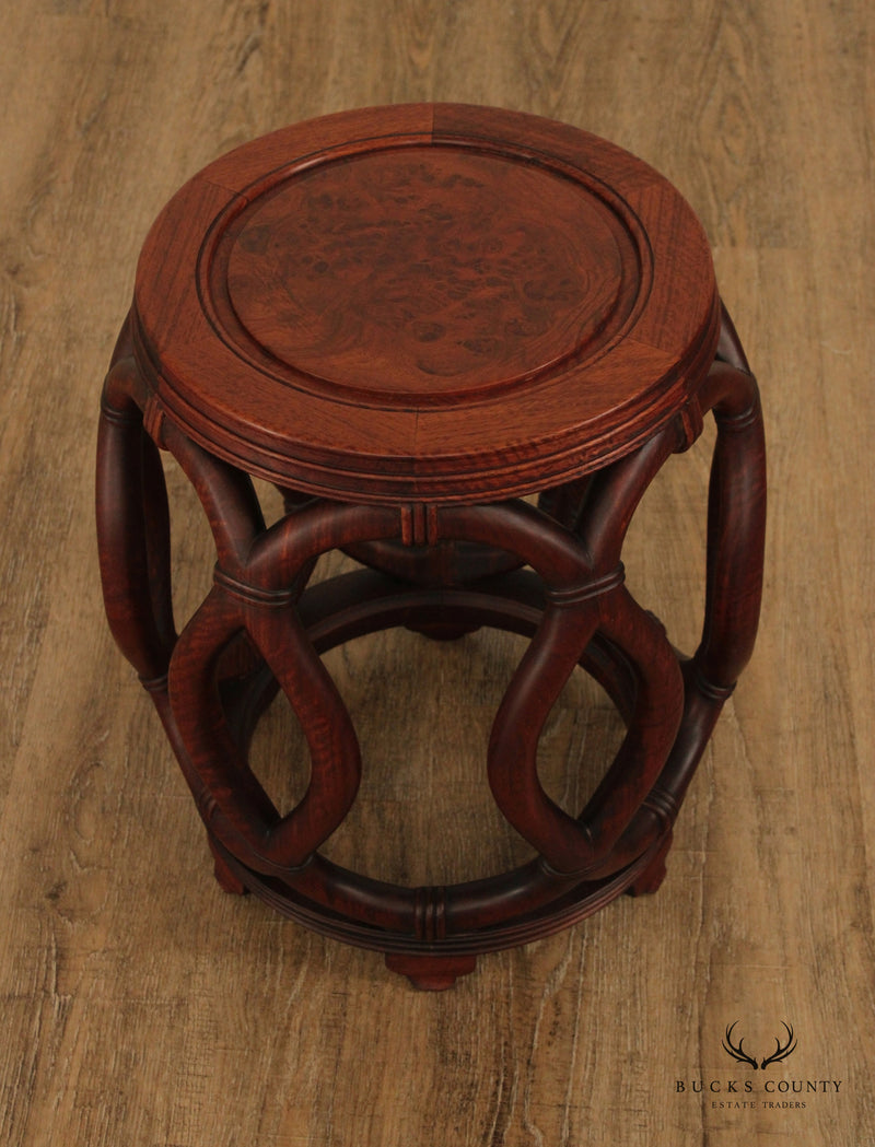 Vintage Chinese Barrel Form Rosewood Tabouret