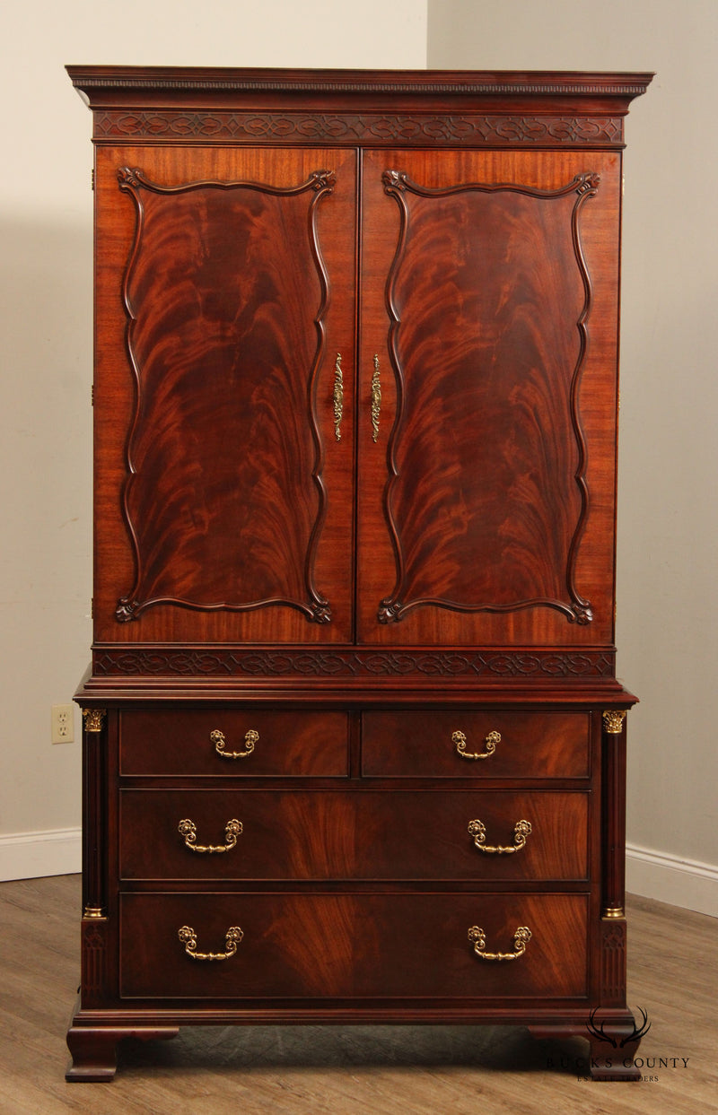 Henkel Harris Chippendale Style Flame Mahogany Armoire