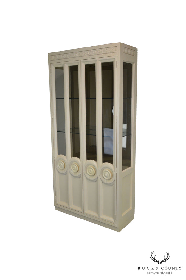 Hollywood Regency Tall White Curio Display Cabinet by Century