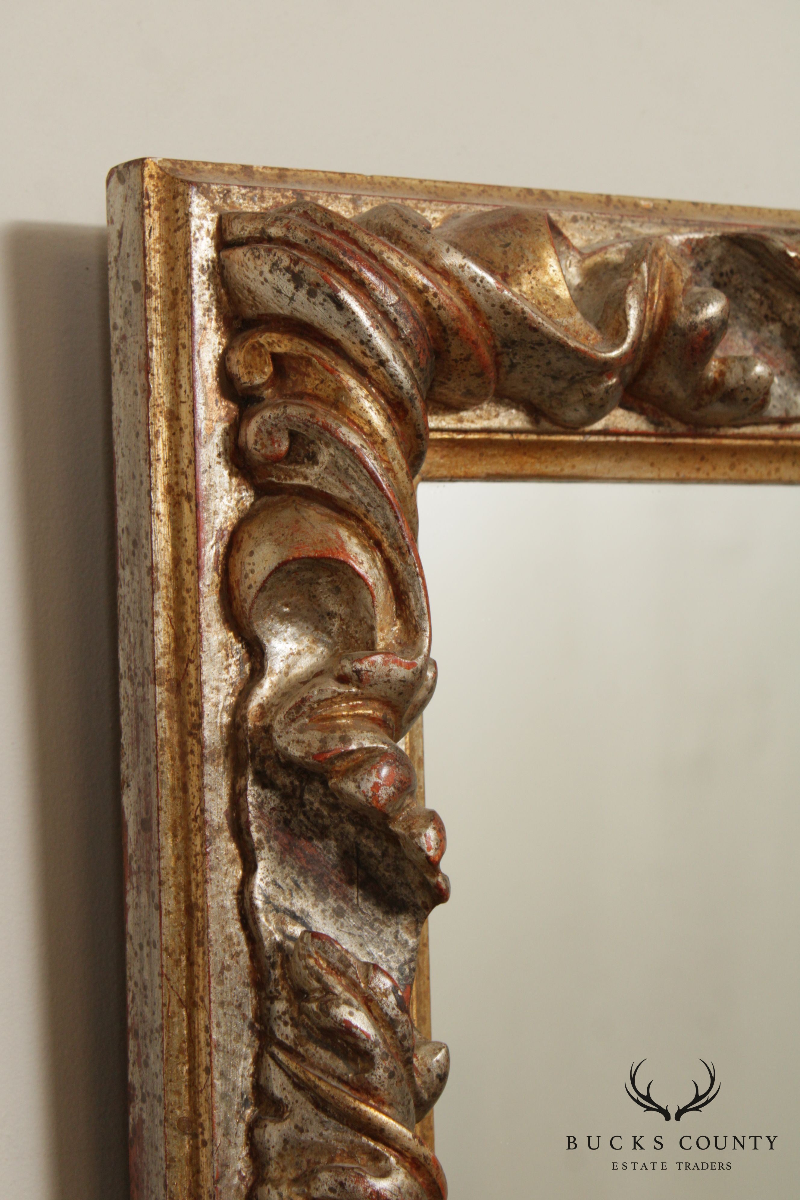 Neoclassical Style Silver Gold Carved Wall Mirror